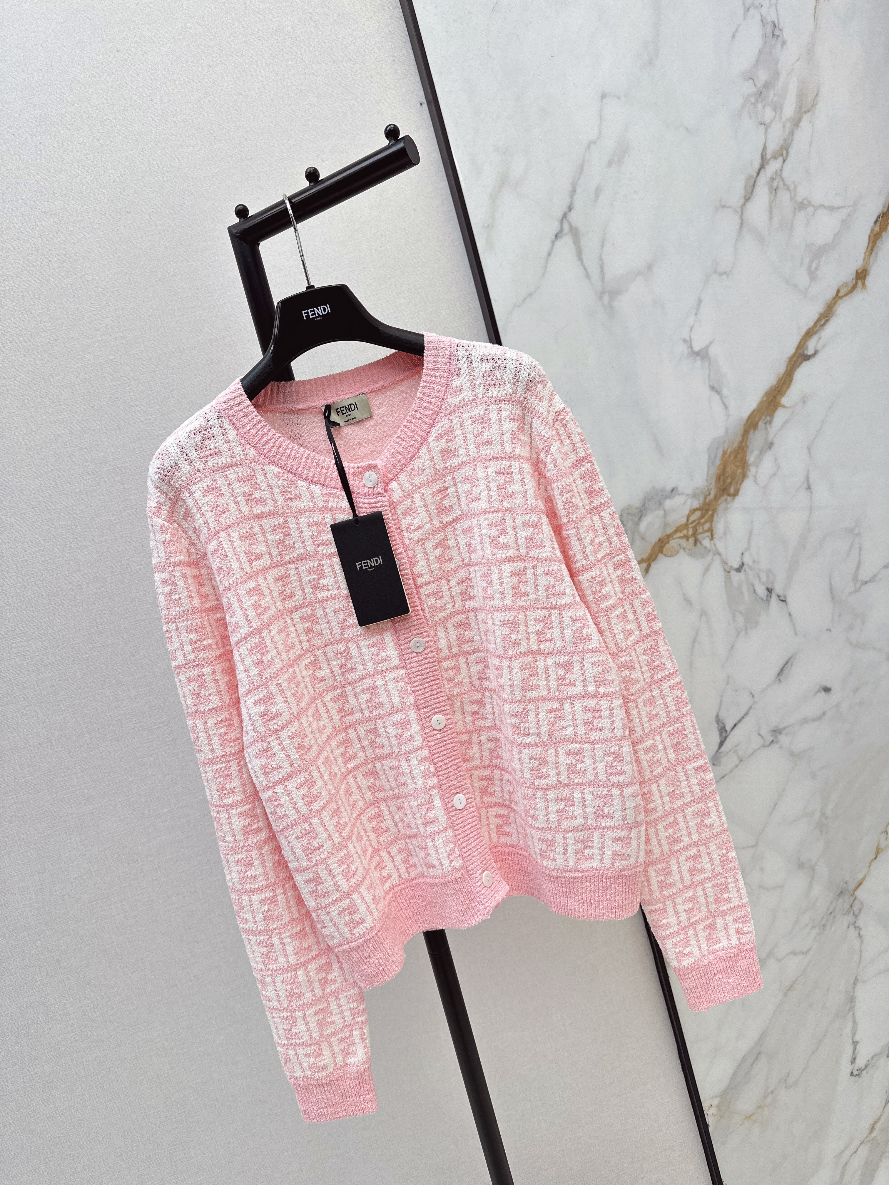 Fend 26ss jacquard knit cardigan