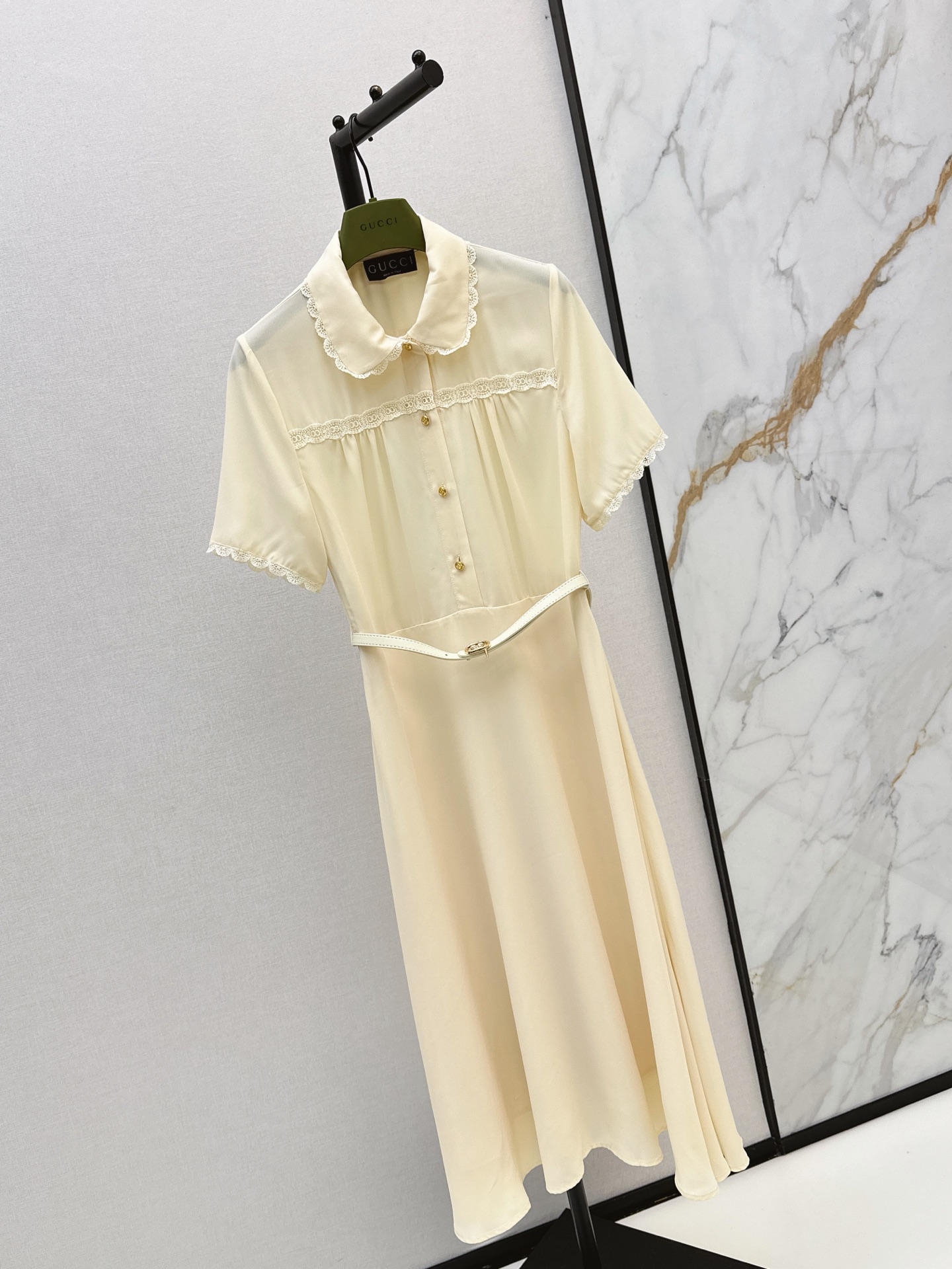 Guc 26ss lace trim dress