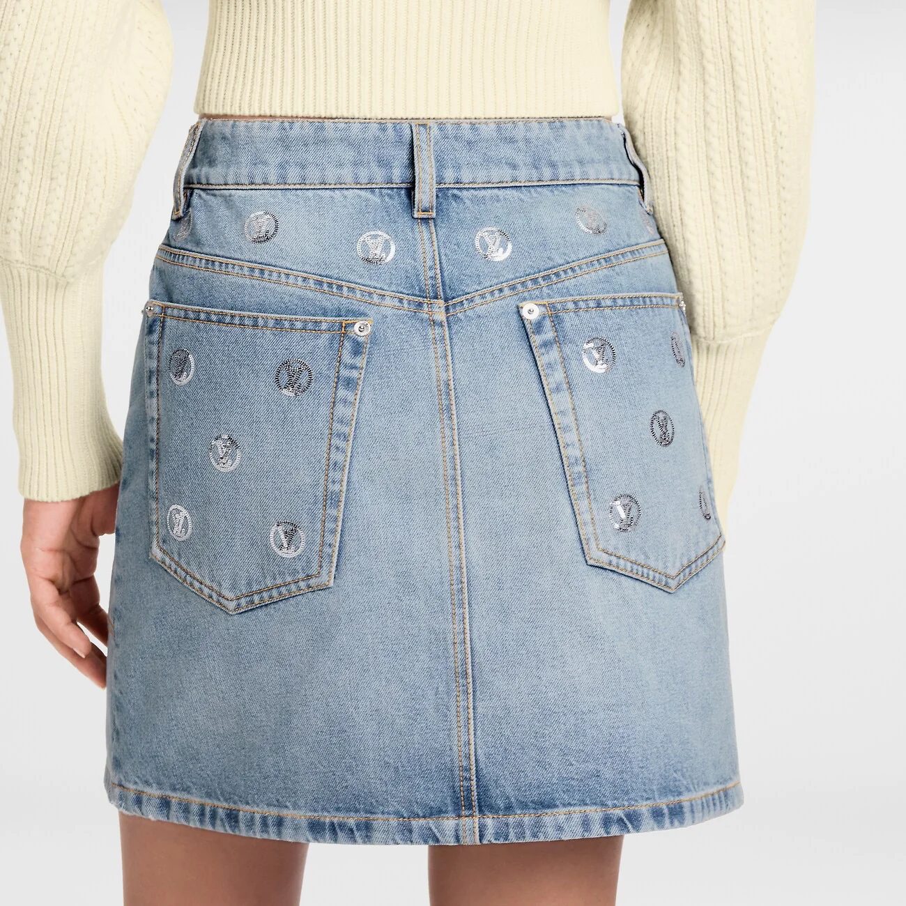 Louis 25fw embroidery denim skirts coin sequins