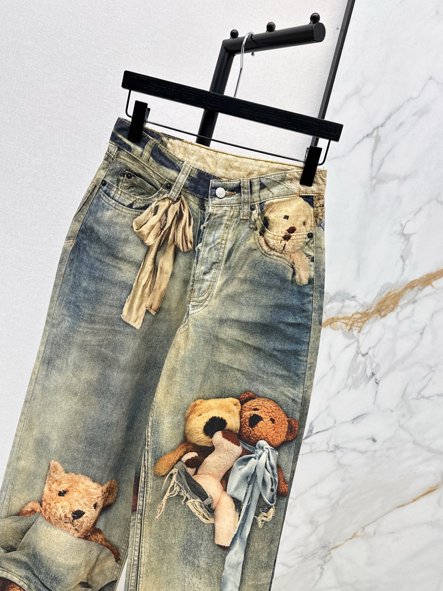 Acn 25fw print denim pants