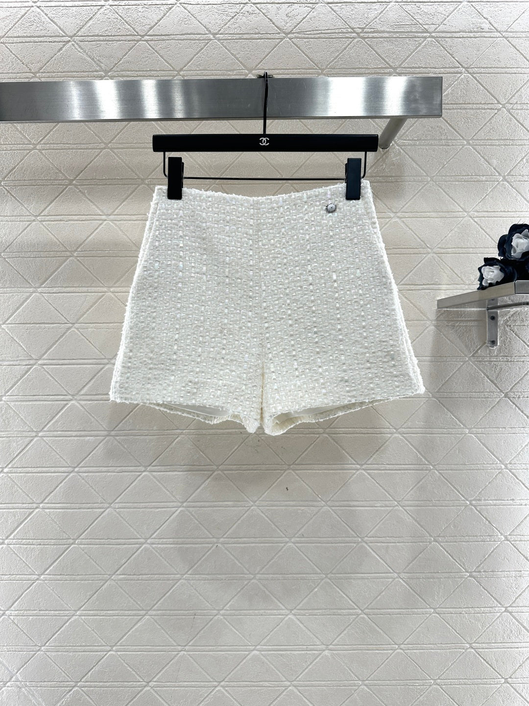 Chan 26ss ruffled lace woven jacket short set