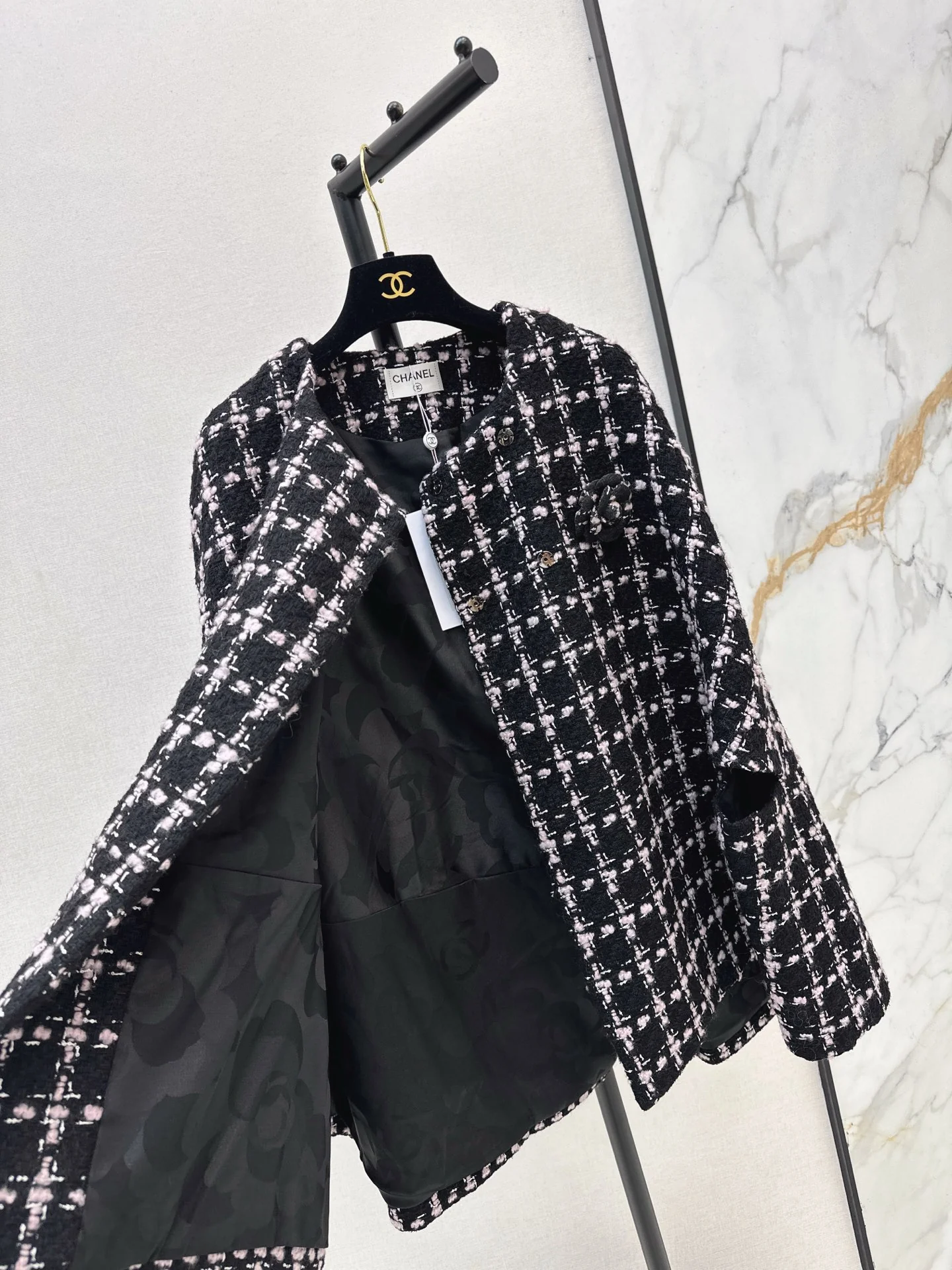 Chan 25fw check cape coat