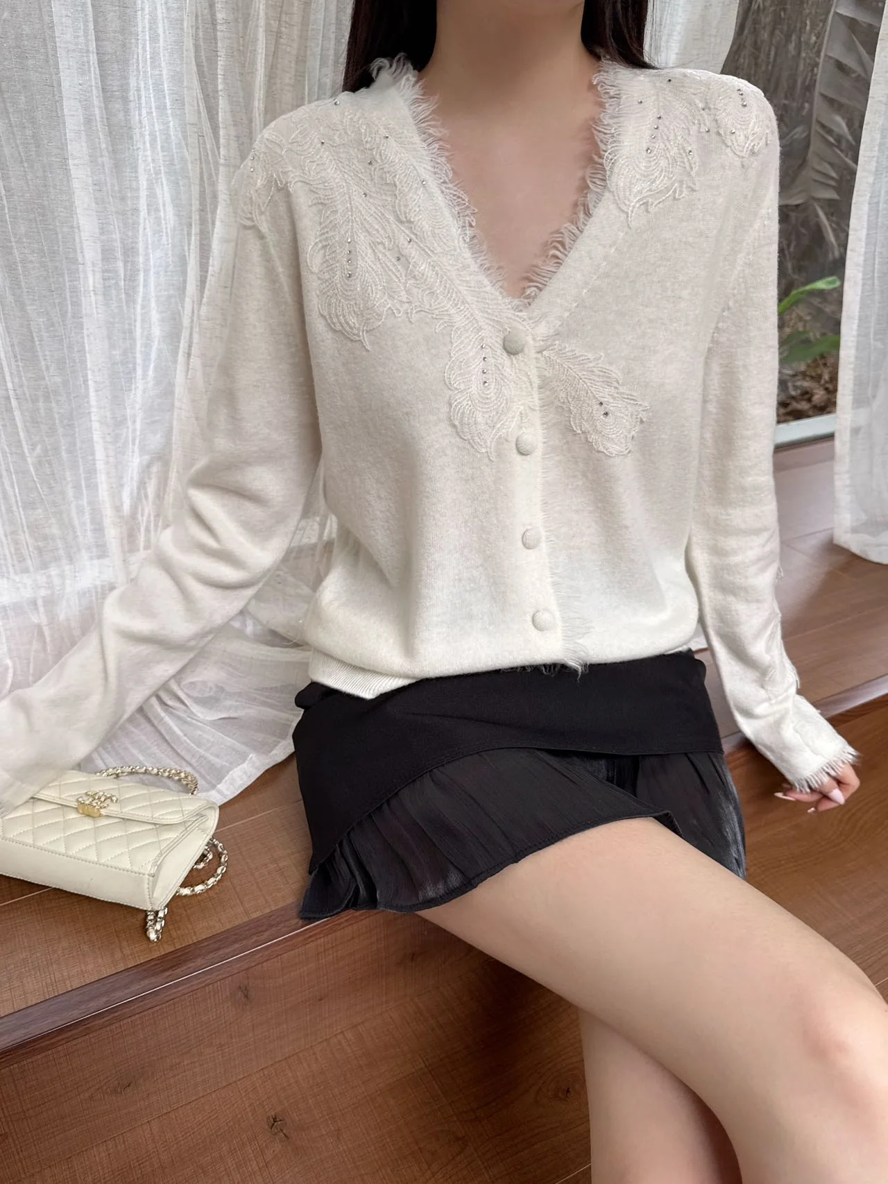 Es 25fw rhinestone cardigan