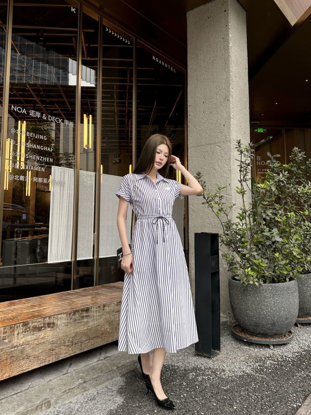 Pra 26ss stripe long shirt dress