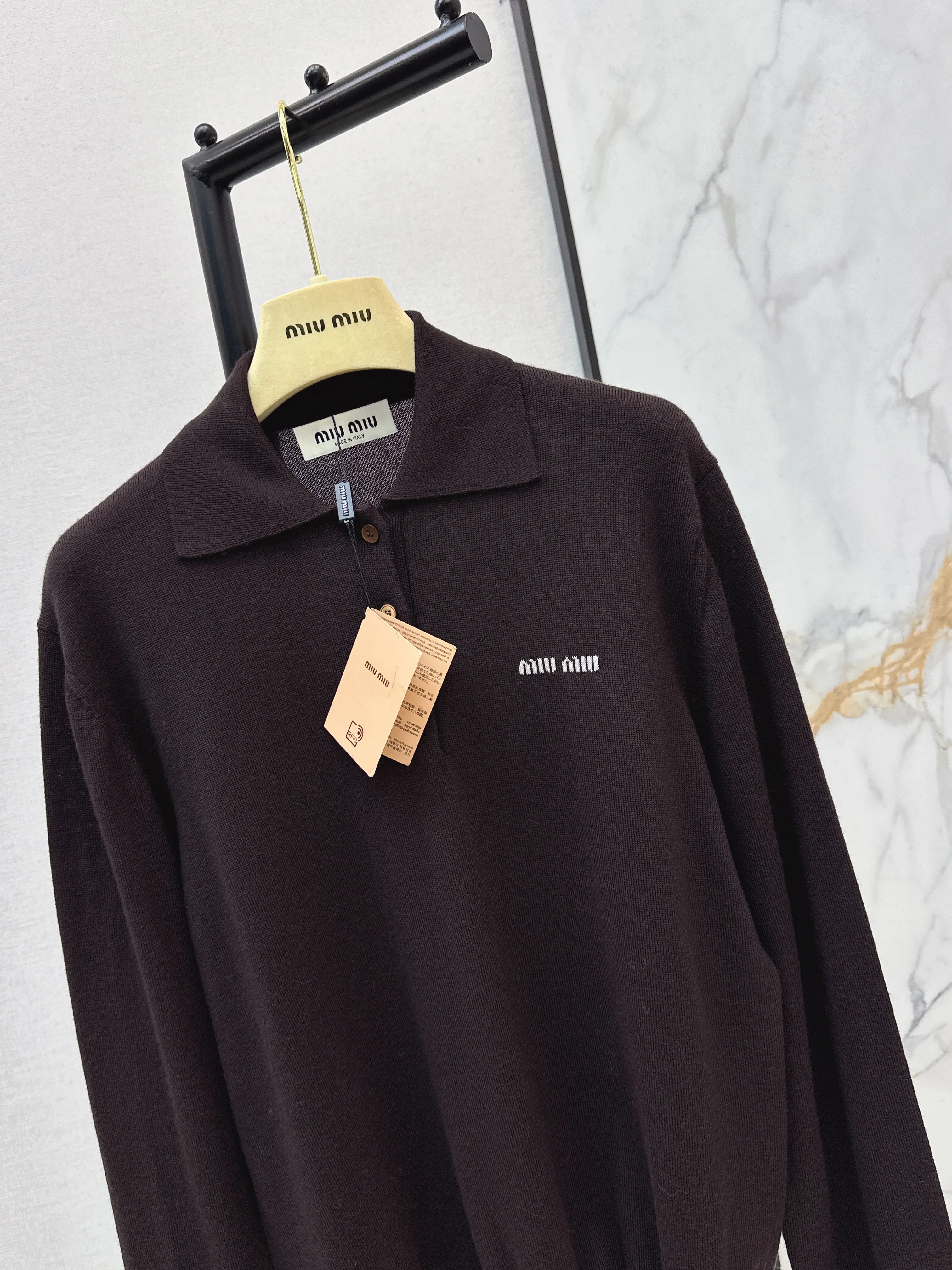 Miu 26ss jacquard polo sweater