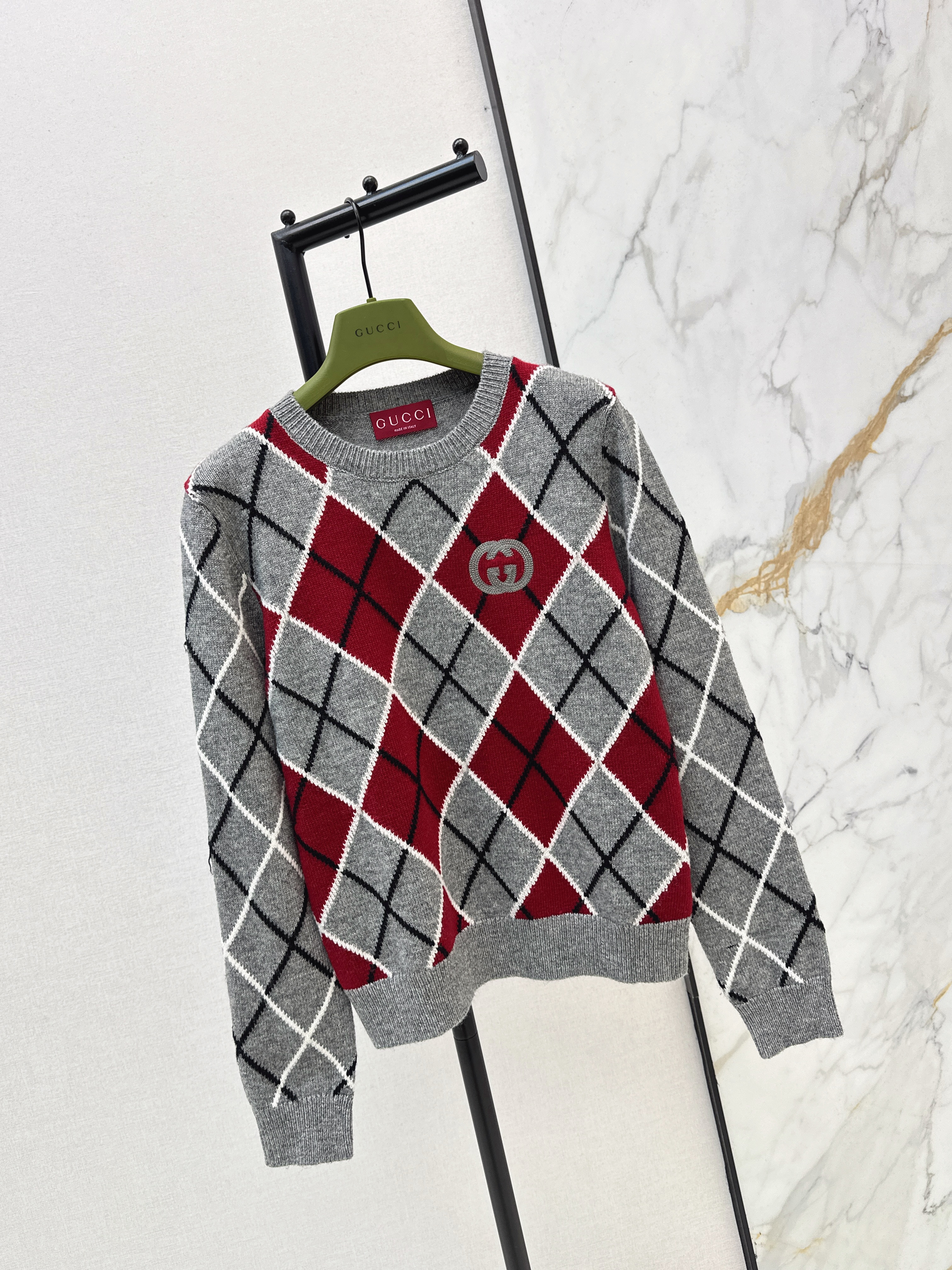 Guc 26ss diamond pattern knitwear