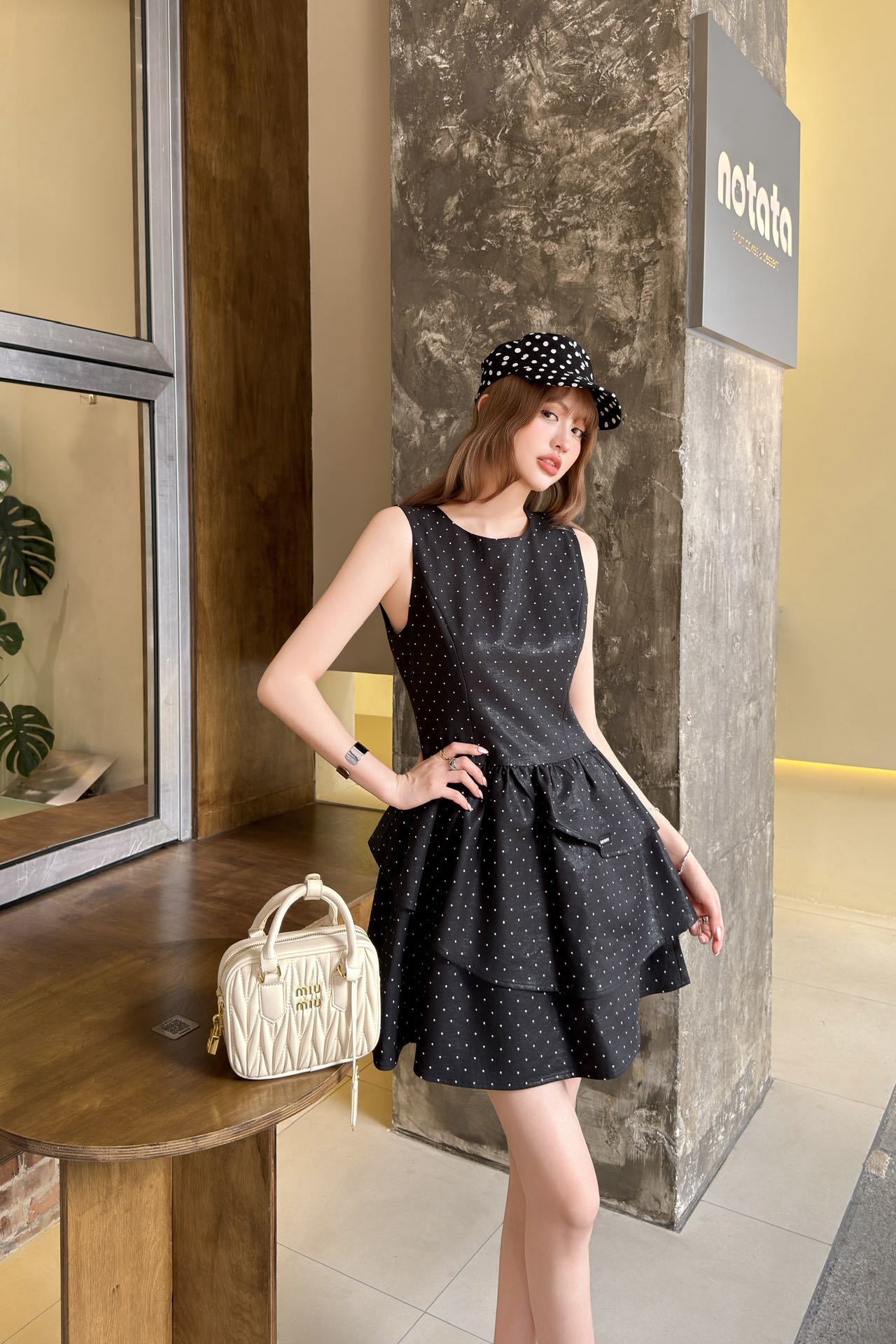 Miu 26ss polka dots dress