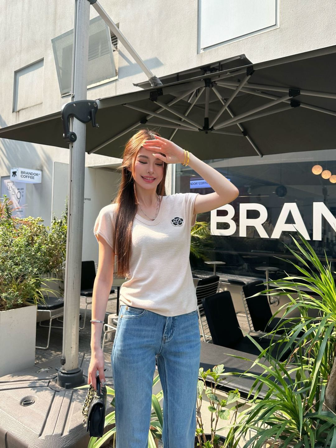 Chan 26ss 3d flower t-shirt