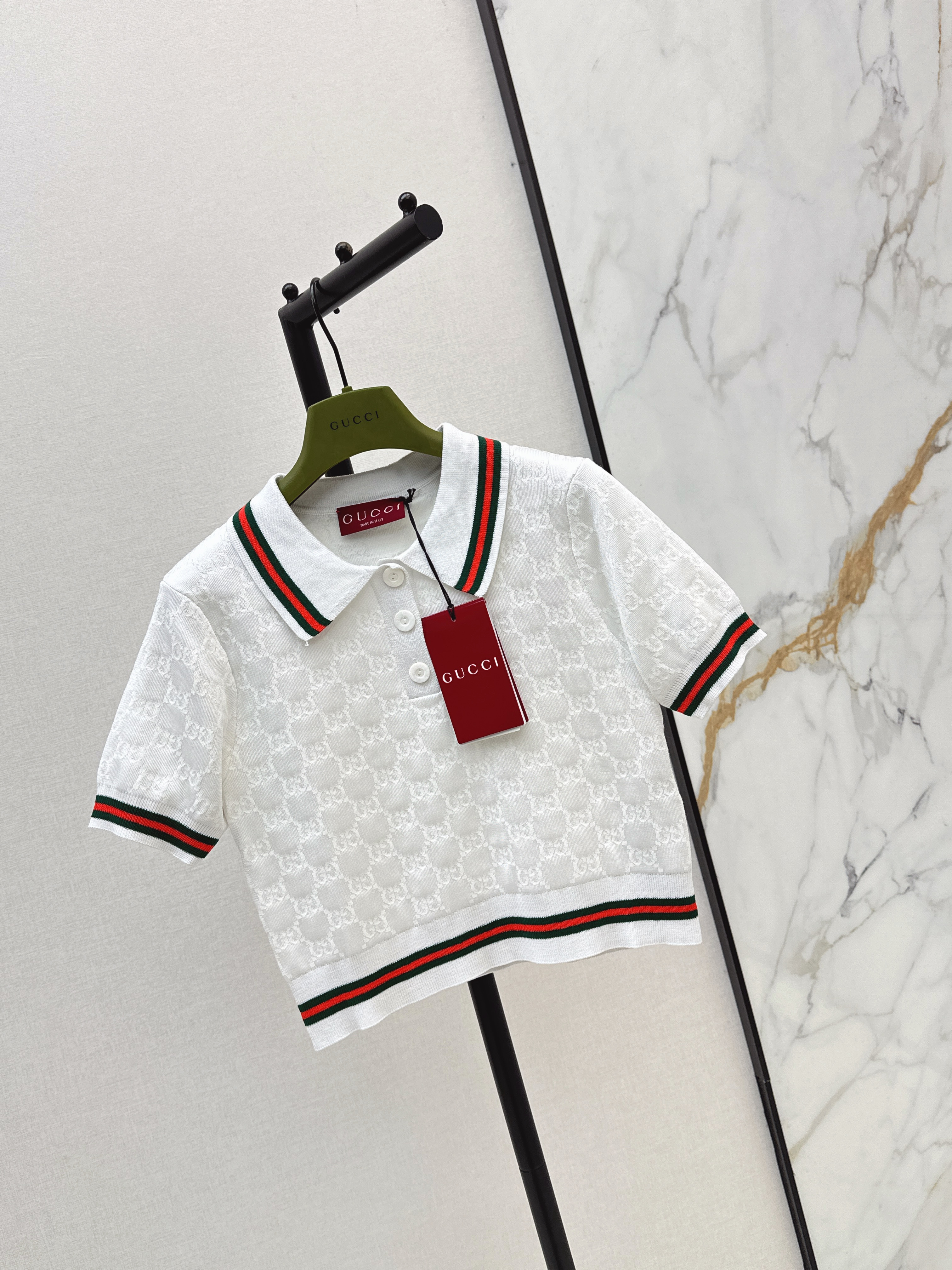Guc 26ss jacquard polo shirt