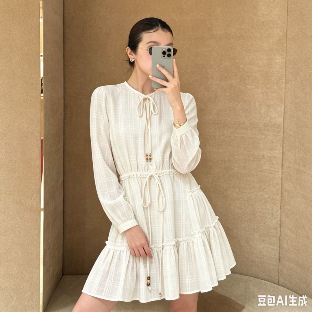 Bur 26ss check drawstring dress