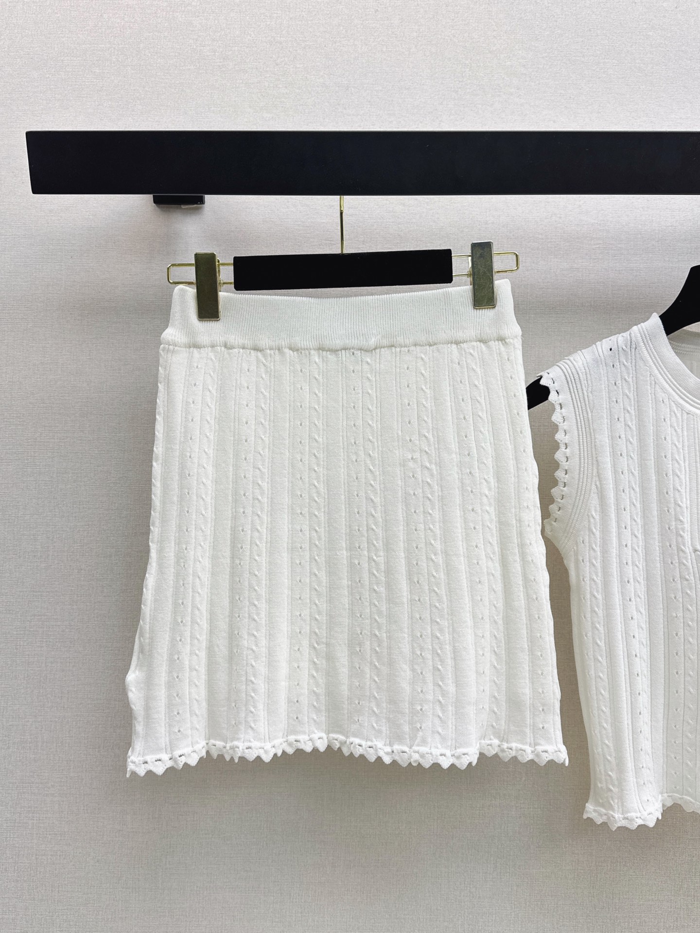 Chan 26ss sleeveless knitwear skirt set