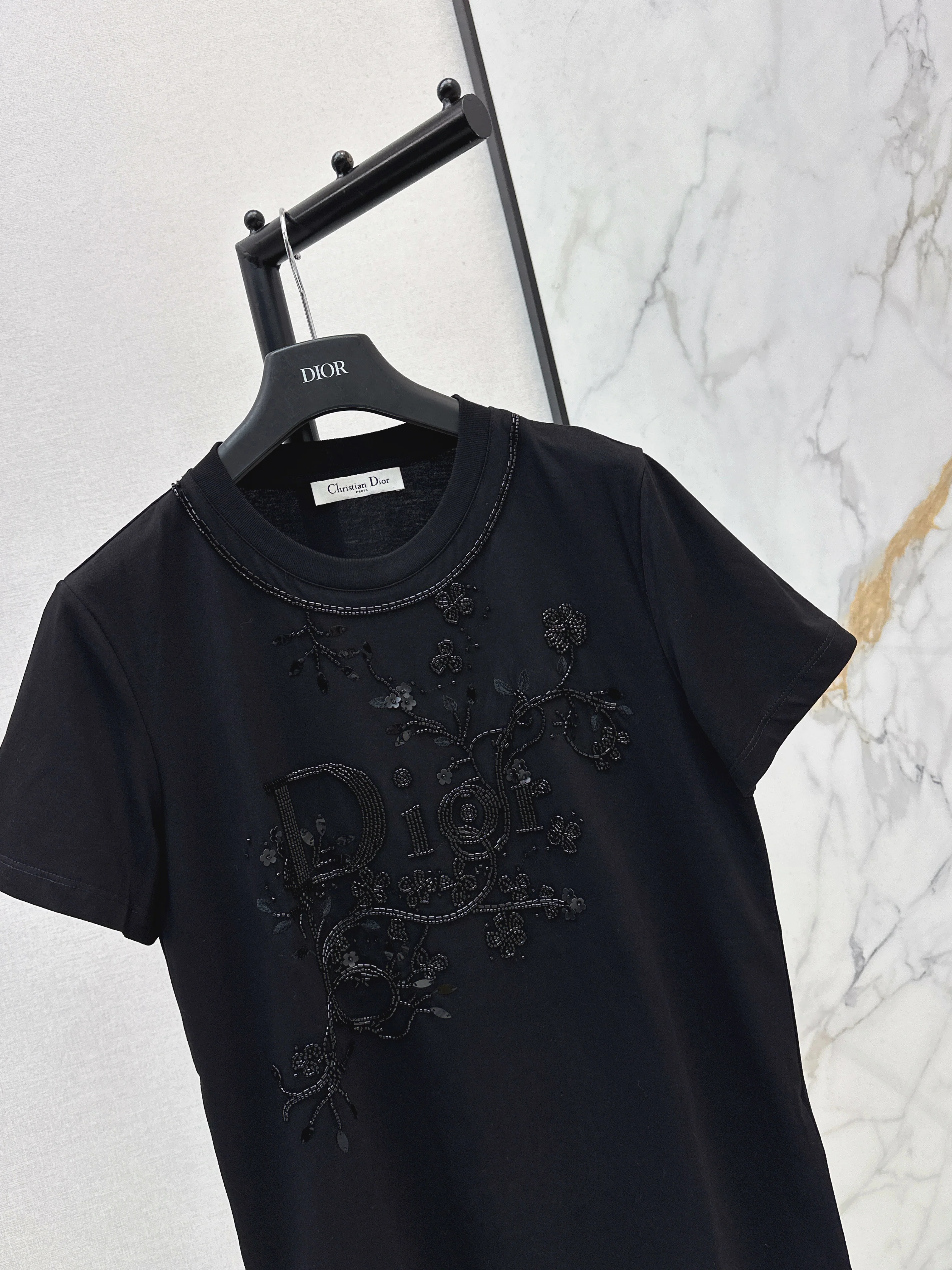 CD 26ss 3d embroidery beading t-shirts