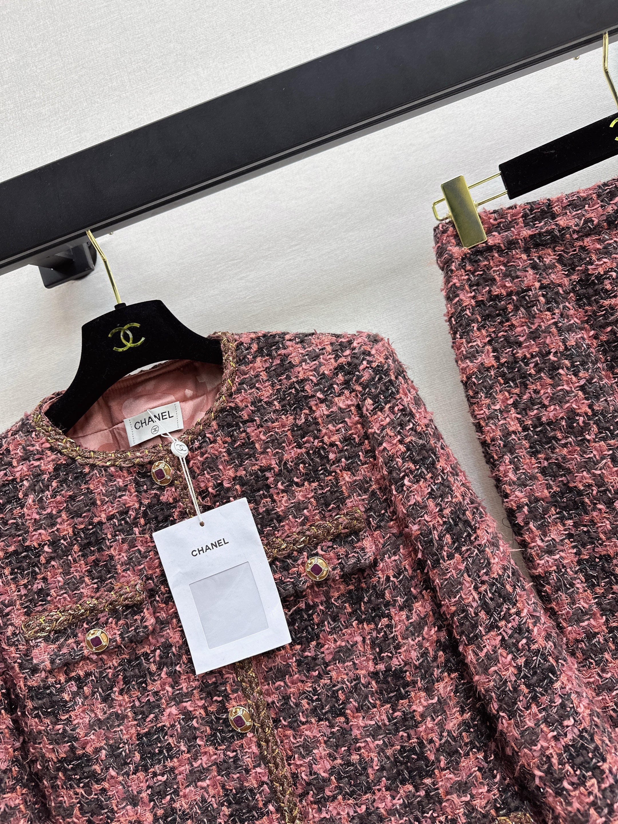 Chan 26ss woven tweed jacket+mermaid skirt set