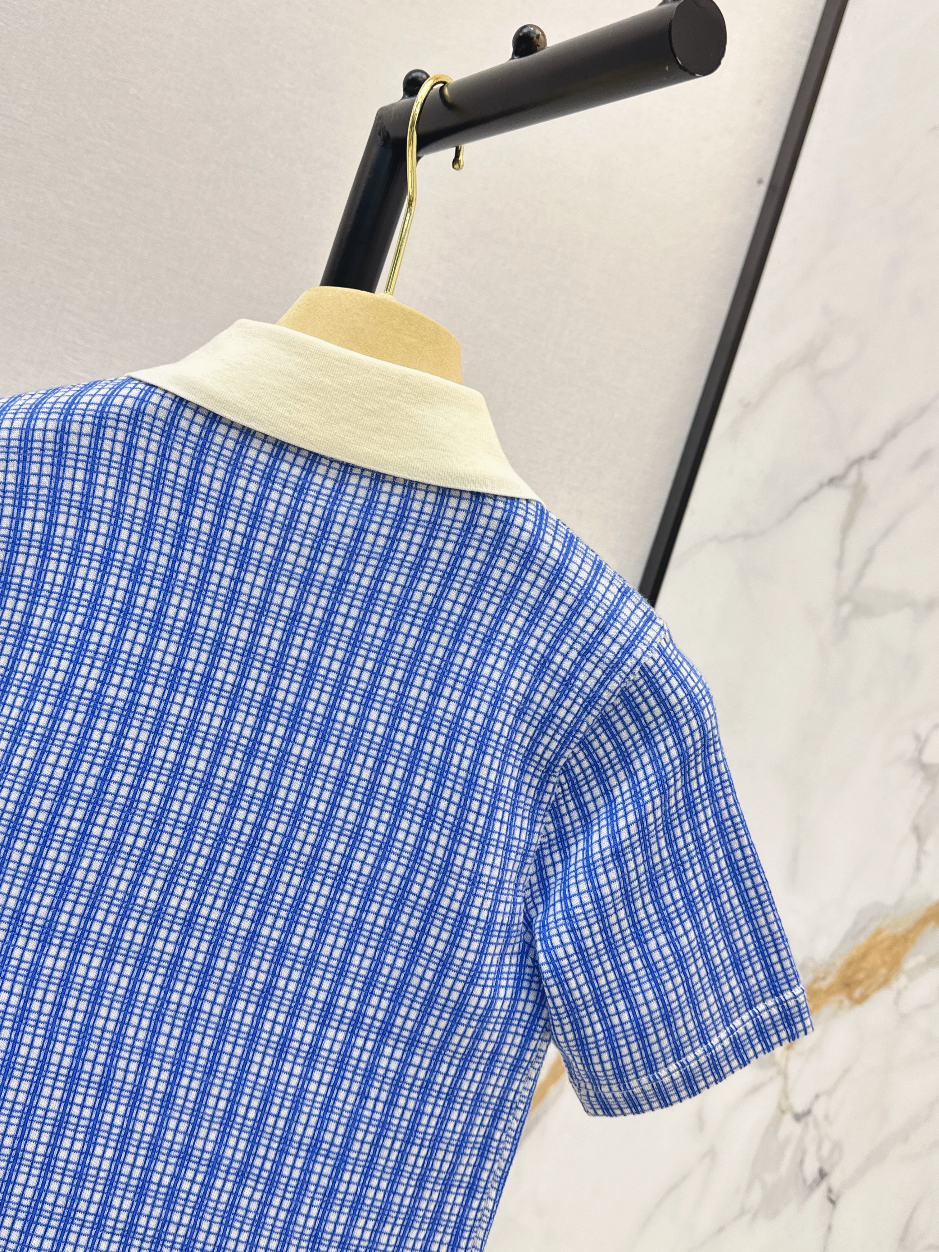Miu 26ss check polo knitwear