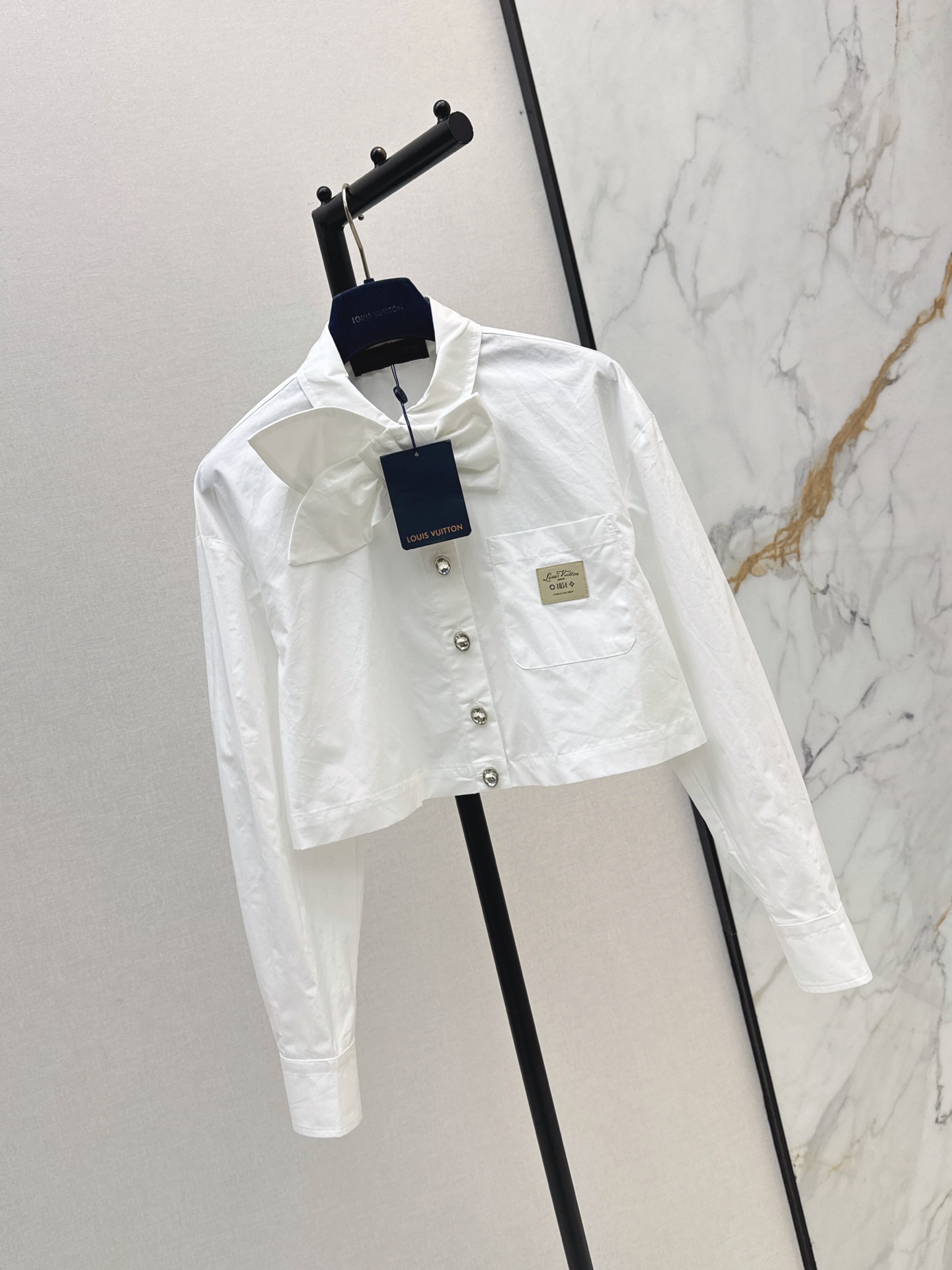 Loui 26ss bow cropped shirt