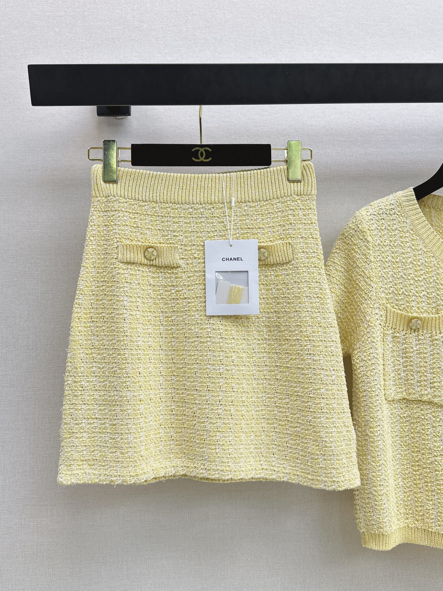 Chan 26ss knit cardigan skirt sets