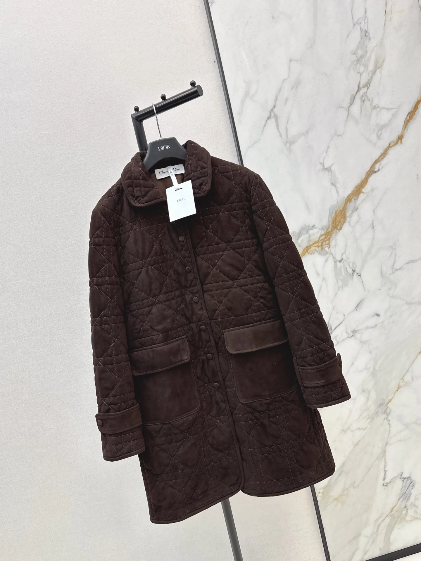 CD 25fw suede padded long jacket
