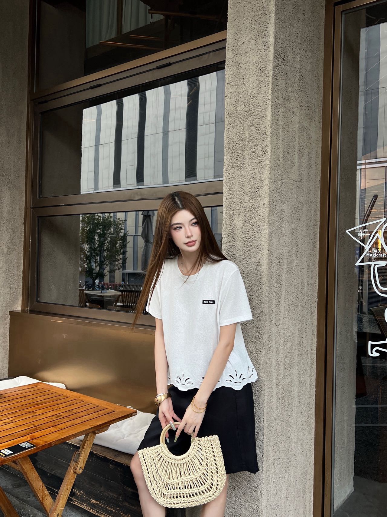 Miu 26ss embroidery t-shirt