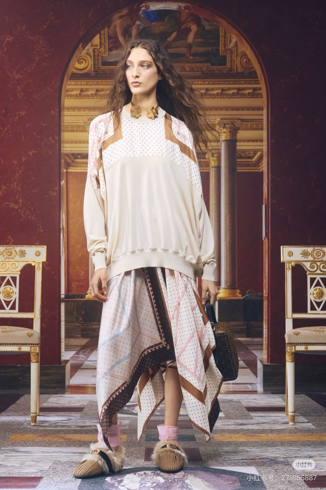 Loui 26ss print asymmetrical skirt