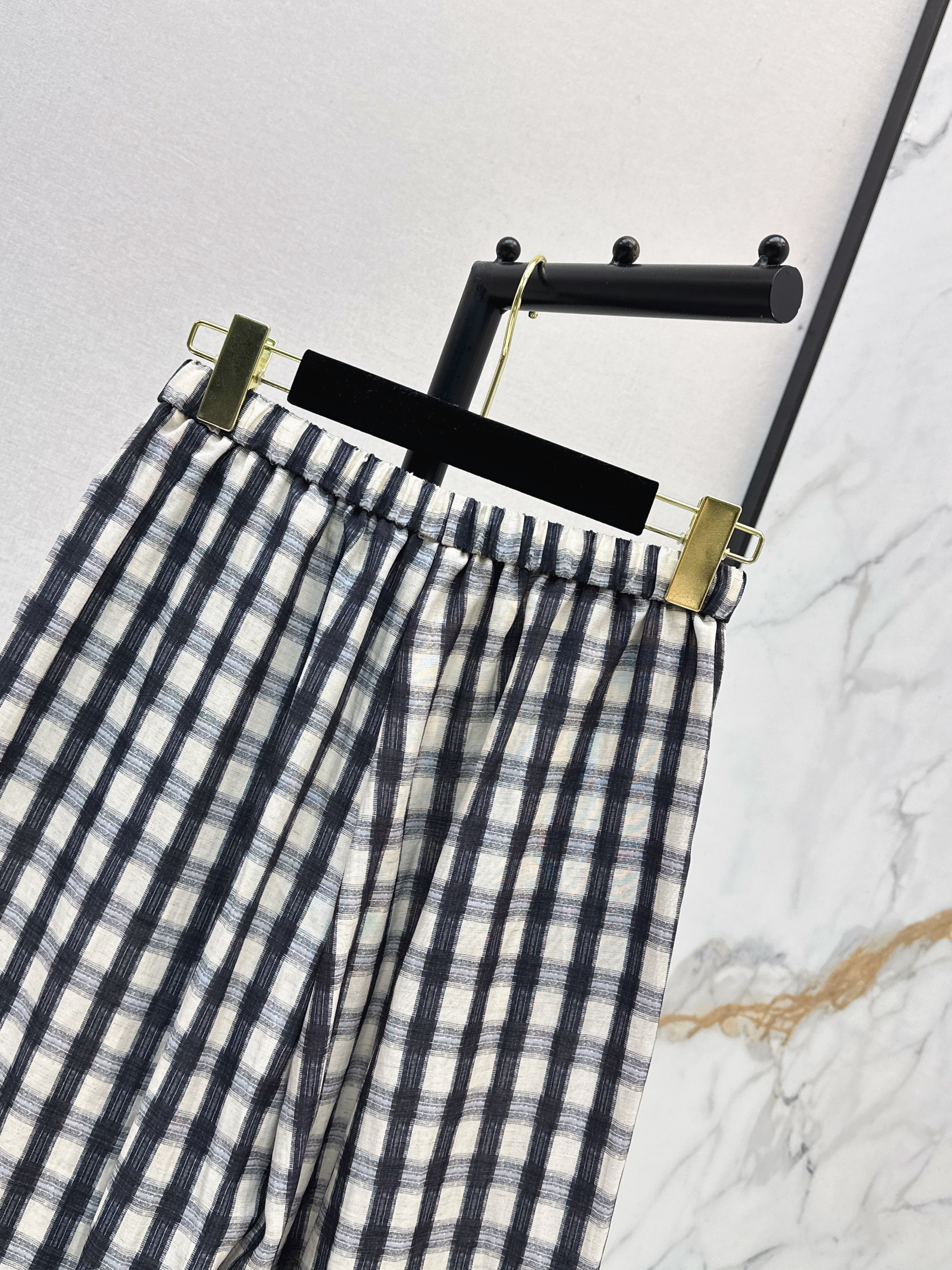 Chan 26ss check wide-leg pants