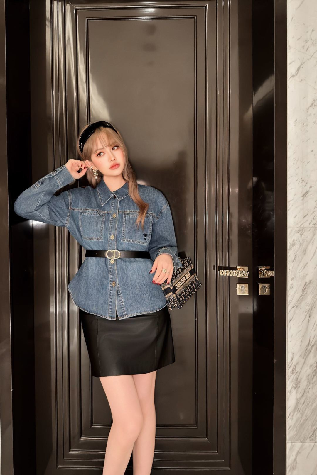 CD 26ss belted denim shirt