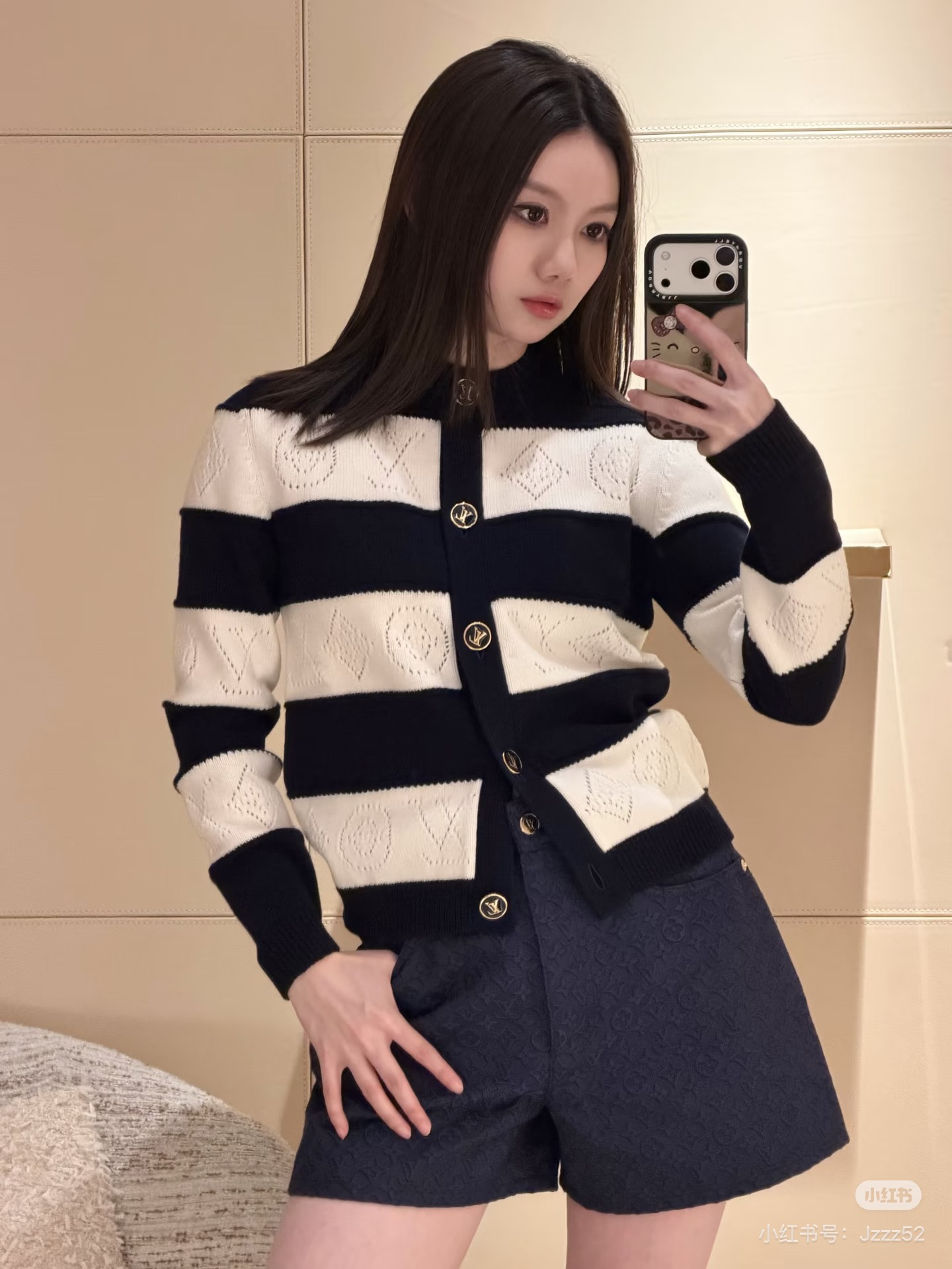 Loui 26ss stripe knit cardigan