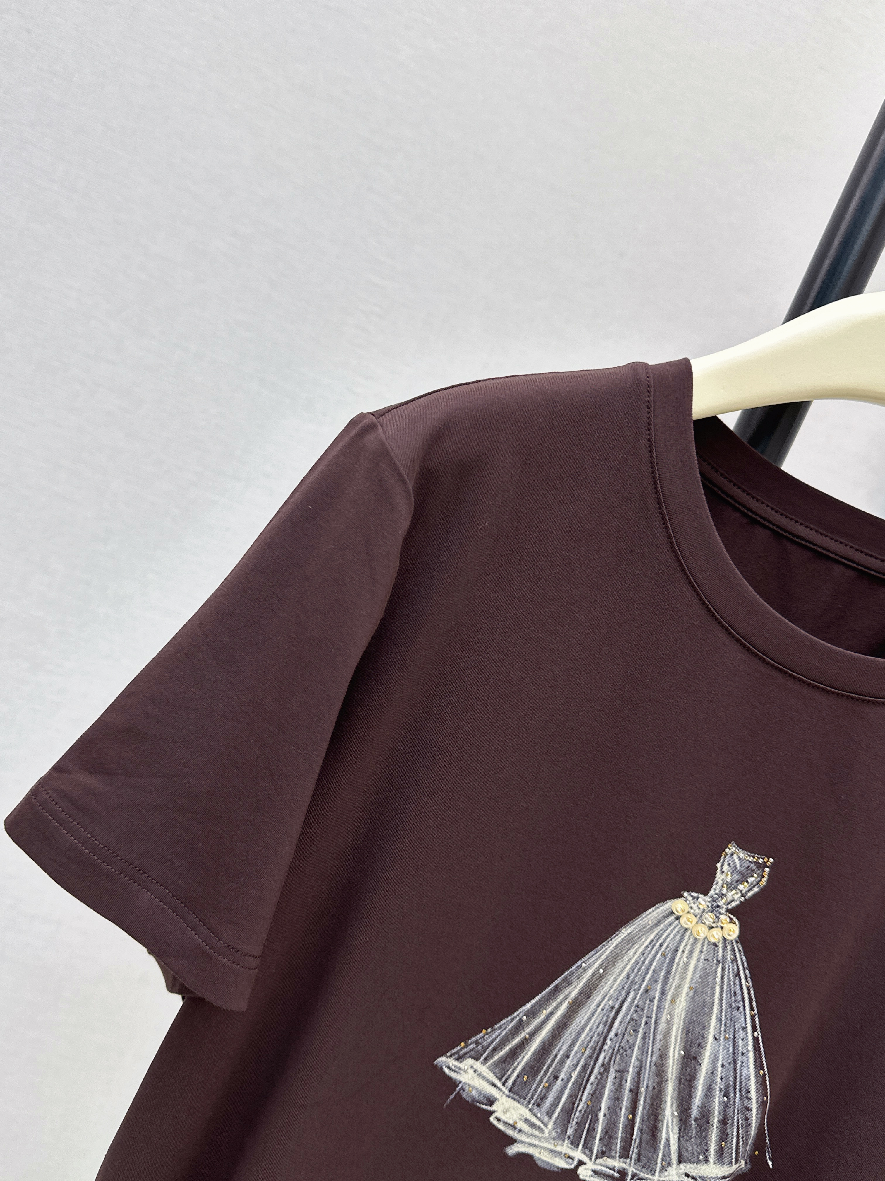 Chan 26ss beading print t-shirt