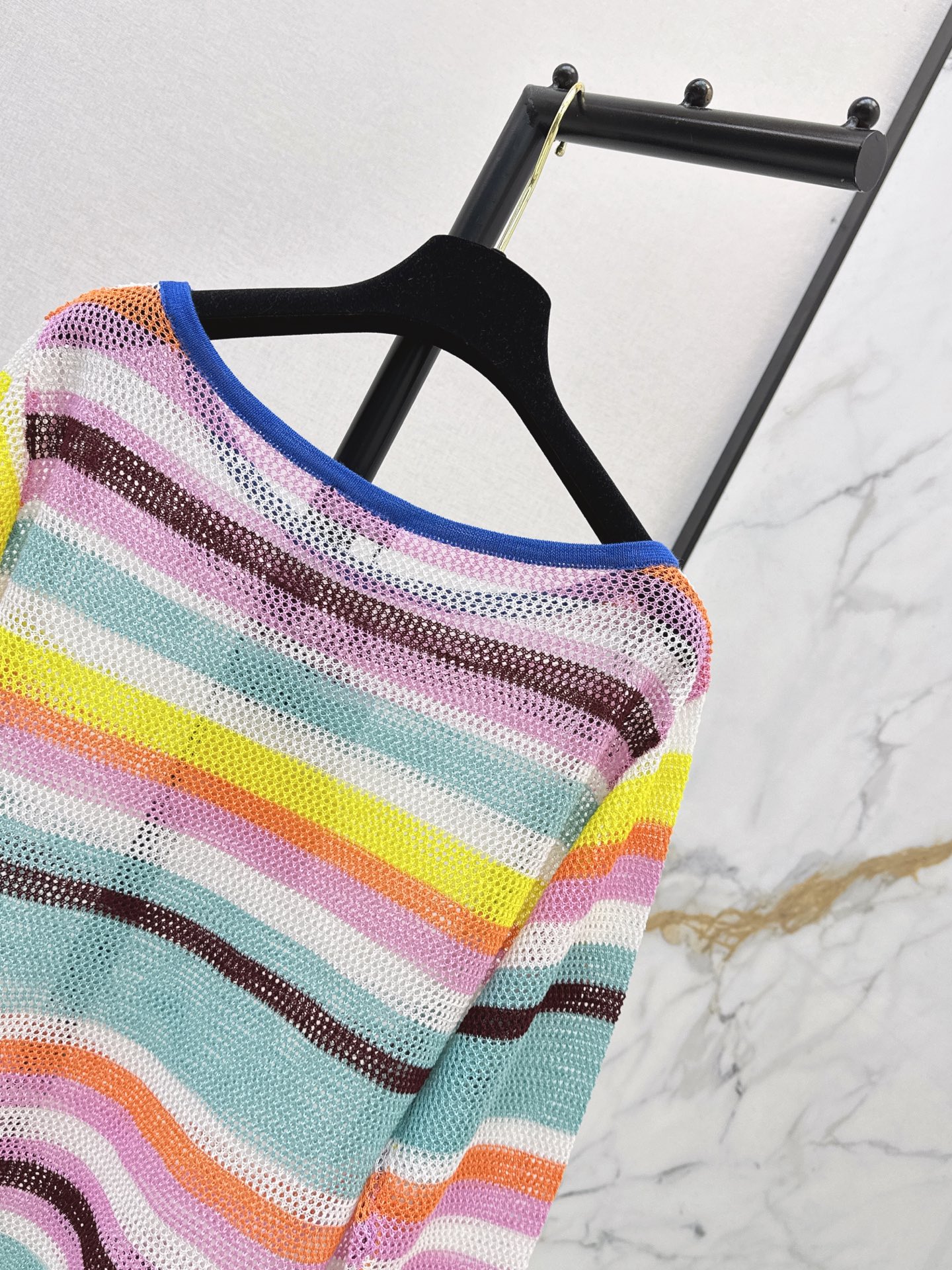 Chan 26ss stripe hollow knitwear