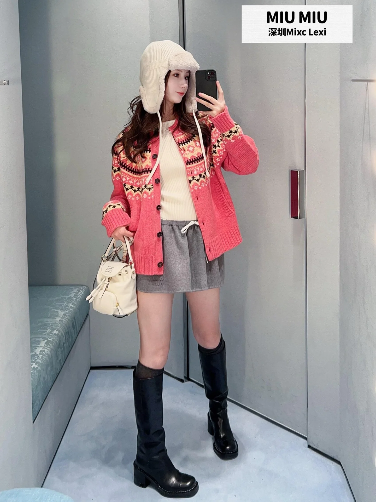 Miu 26ss jacquard cardigan