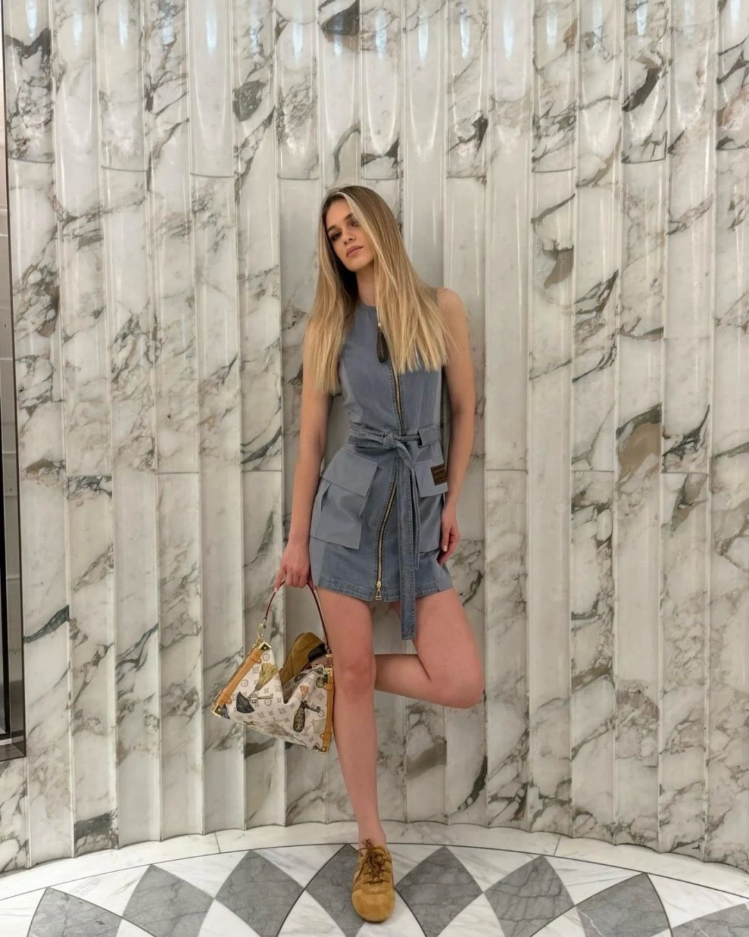Louis 26SS Washed Utility Denim Dress