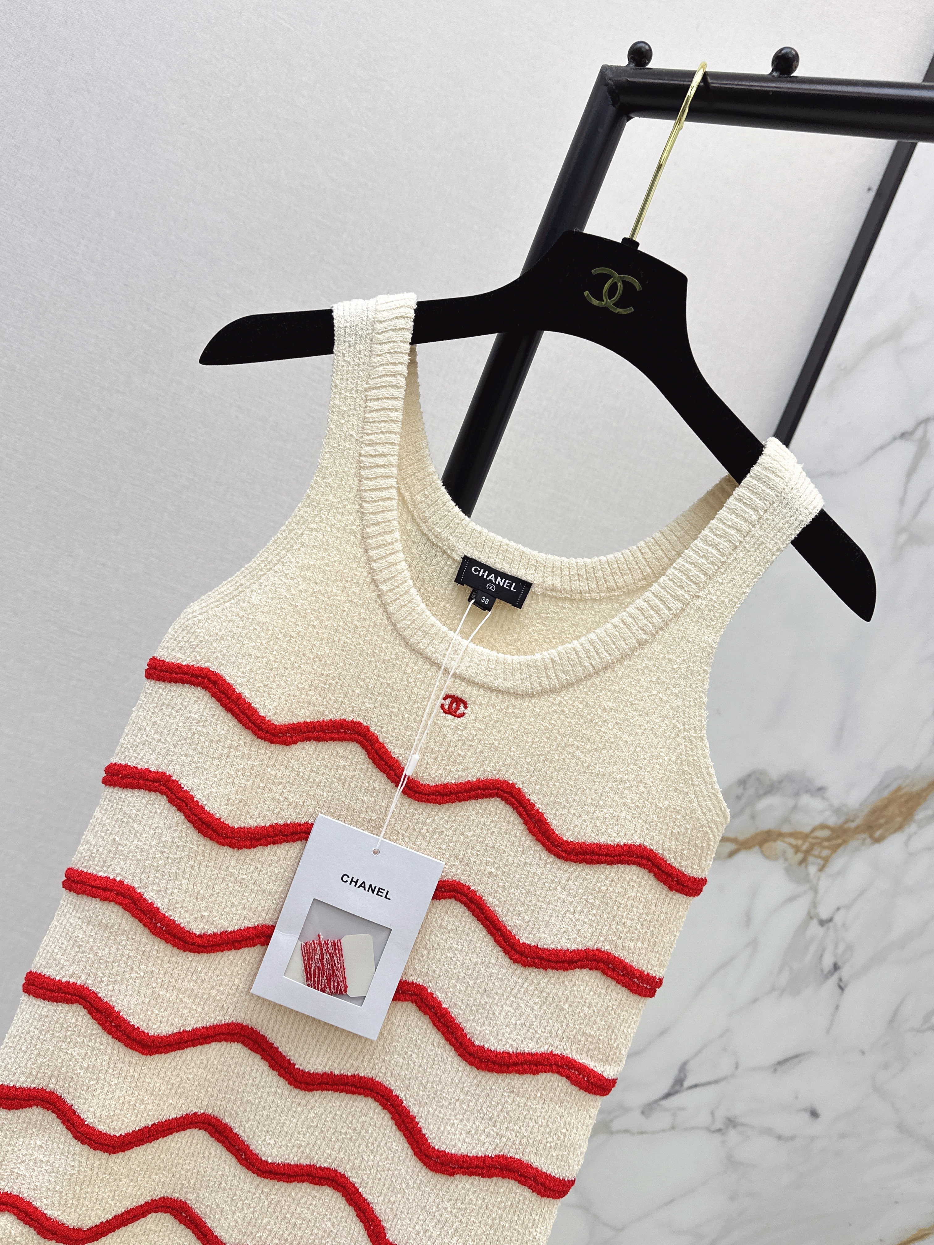 Chan 26ss stripe knit vest
