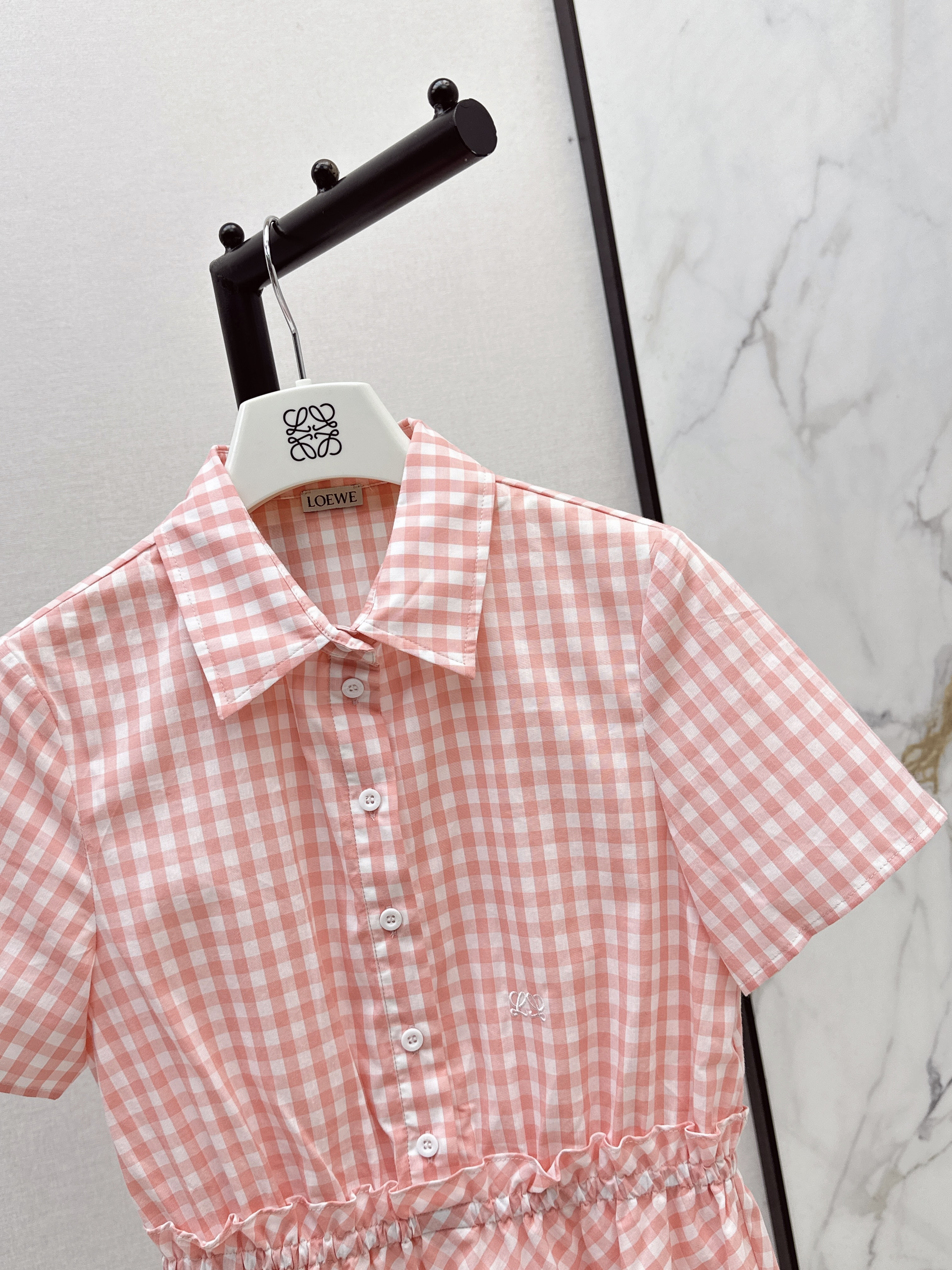 Loe 26ss check shirt dress