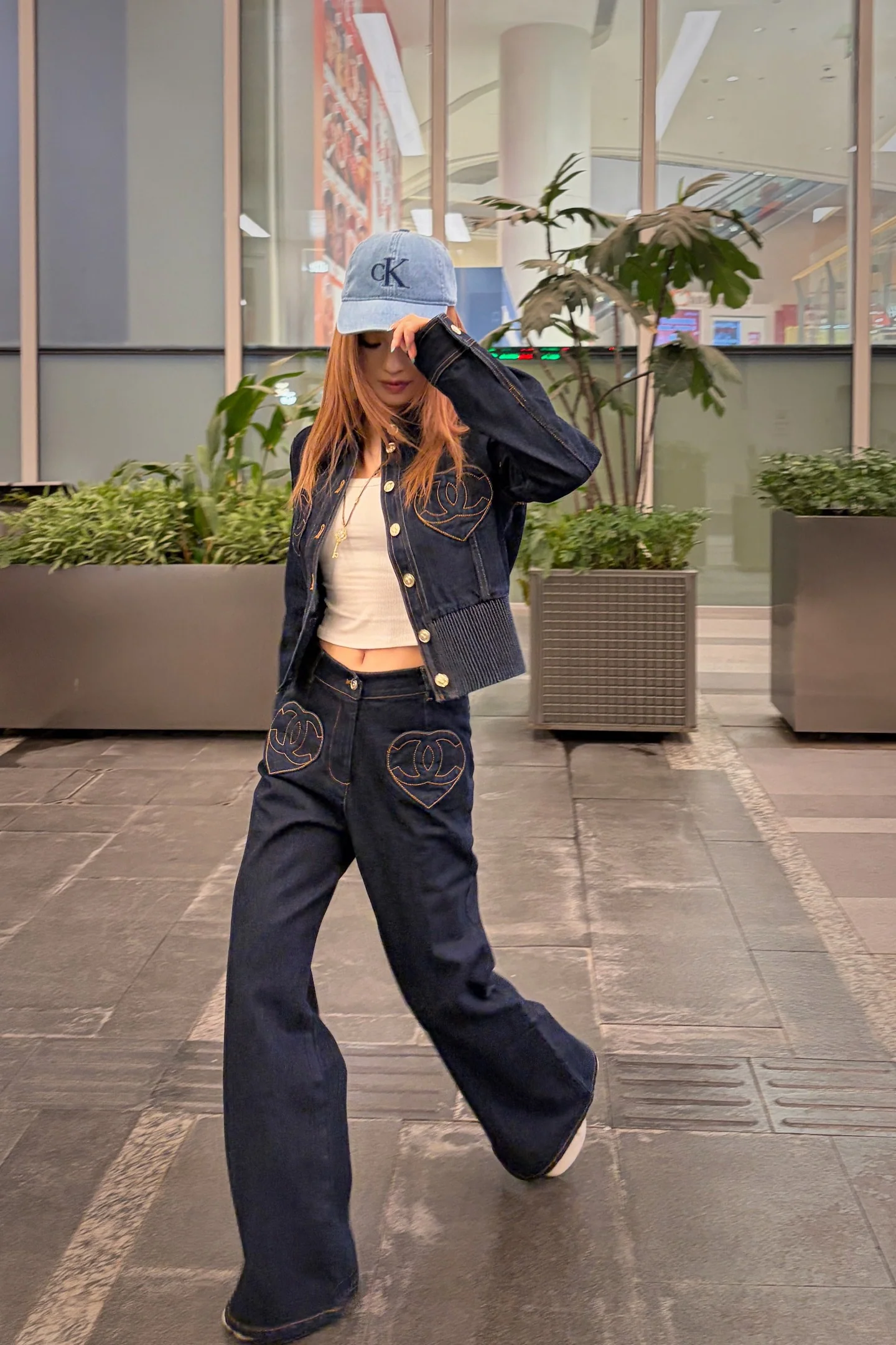 Chan 26ss heart denim jacket