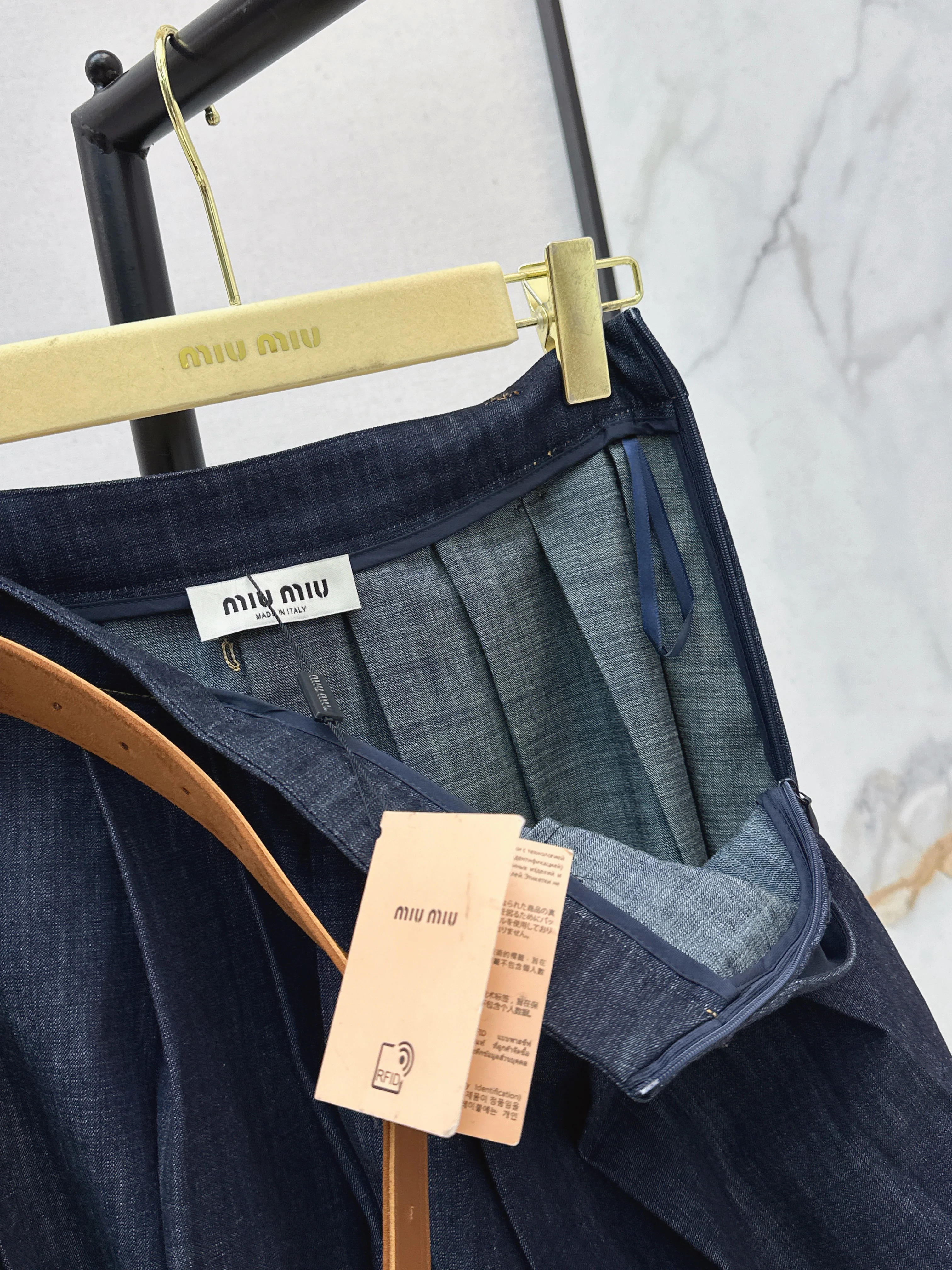 Miu26ss denim skirts with belted