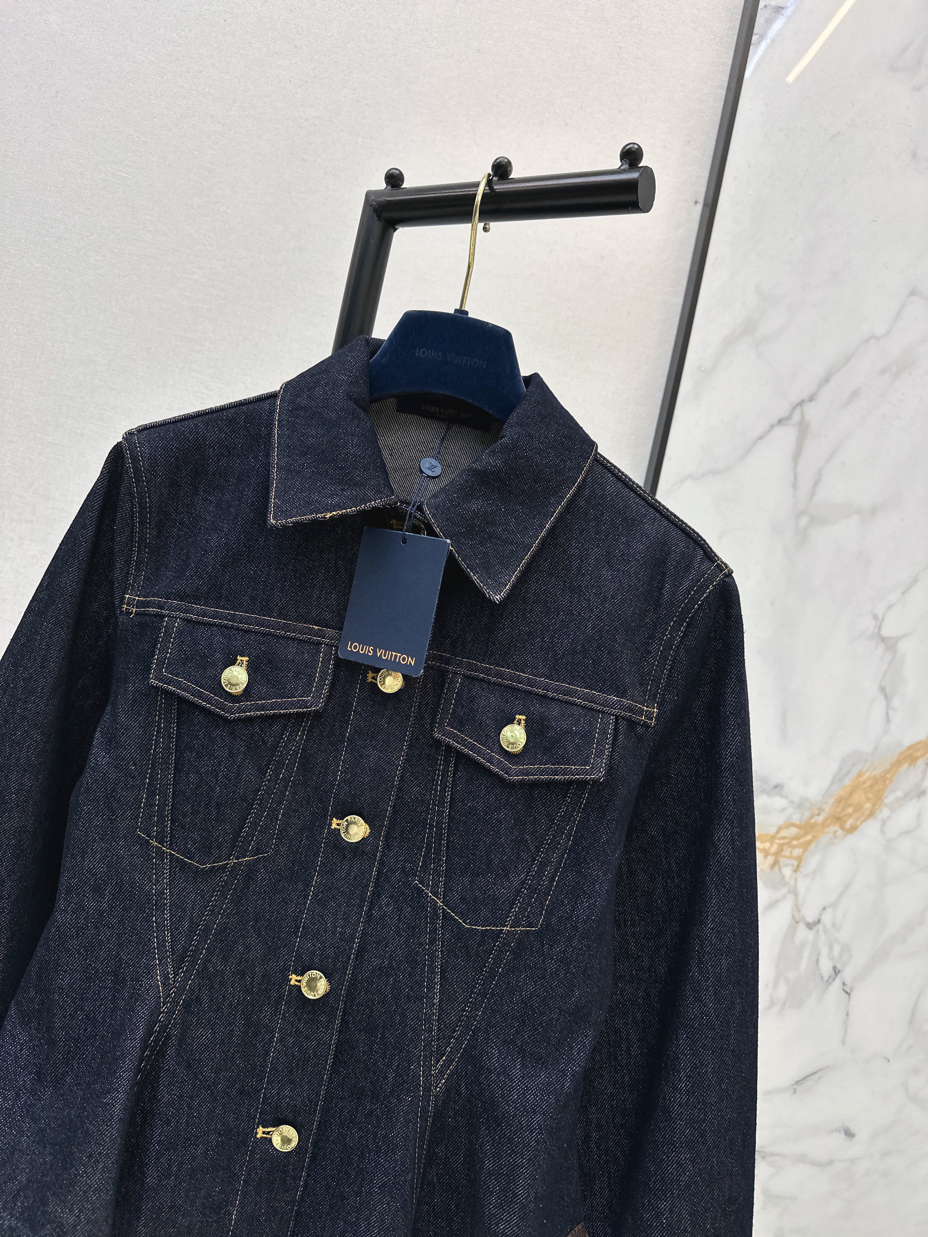 Louis 26ss cinched-waist denim jacket