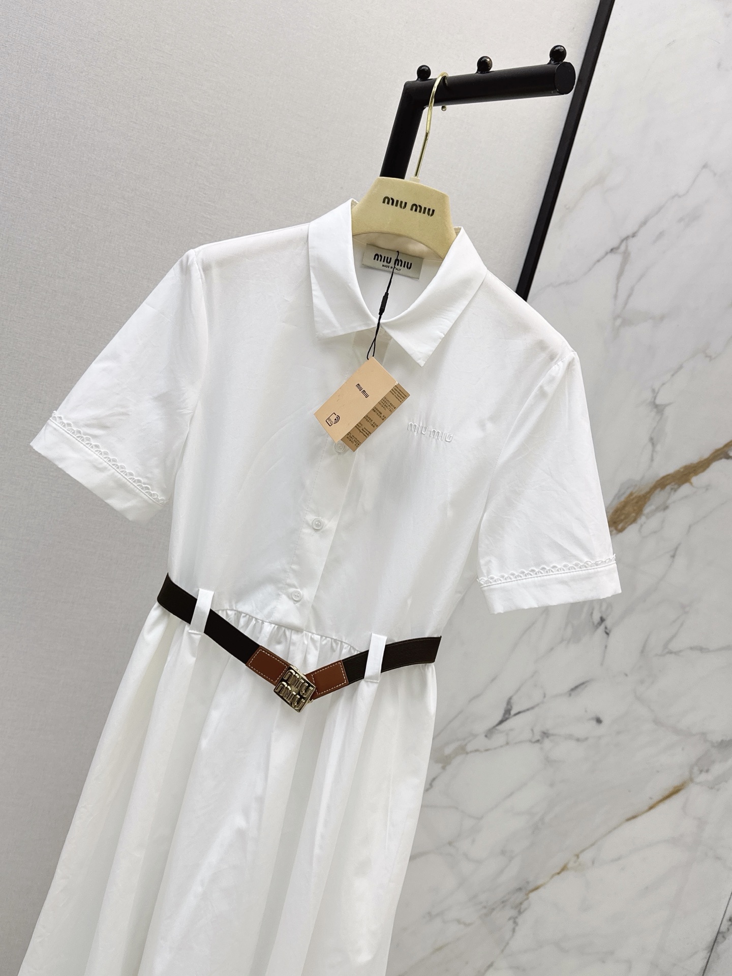 Miu 26ss belted shirt dress