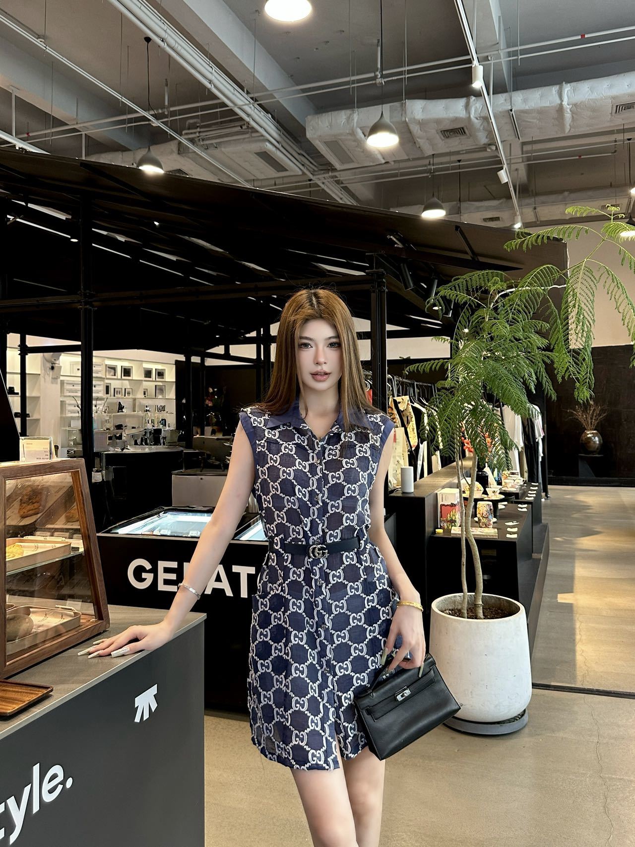 Guc 26ss sleeveless jacquard dress