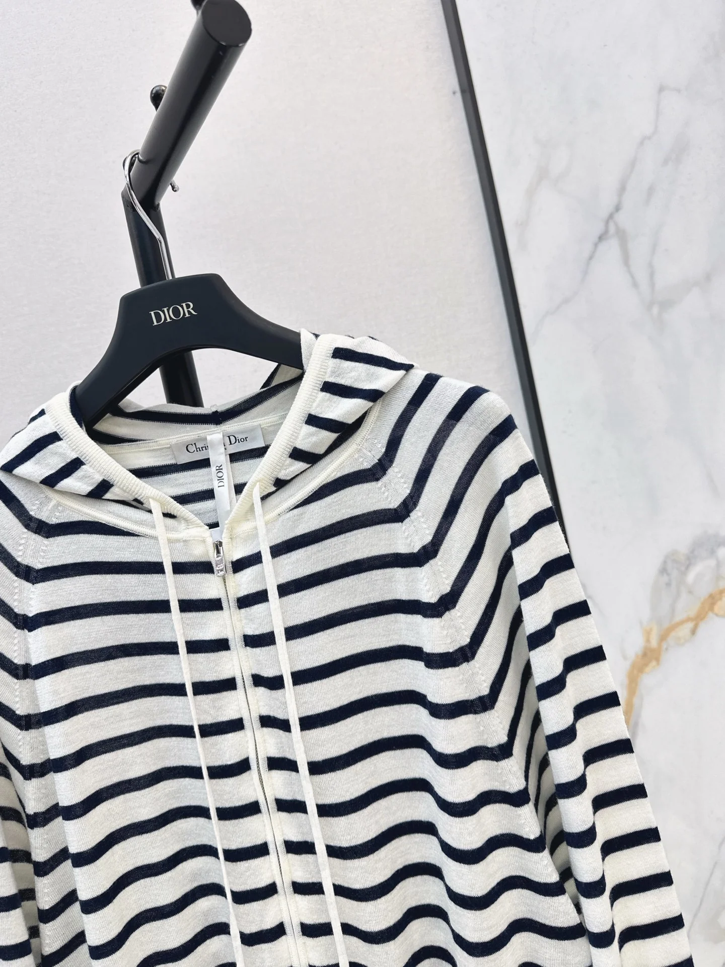 CD 26ss stripe hooded knit cardigan