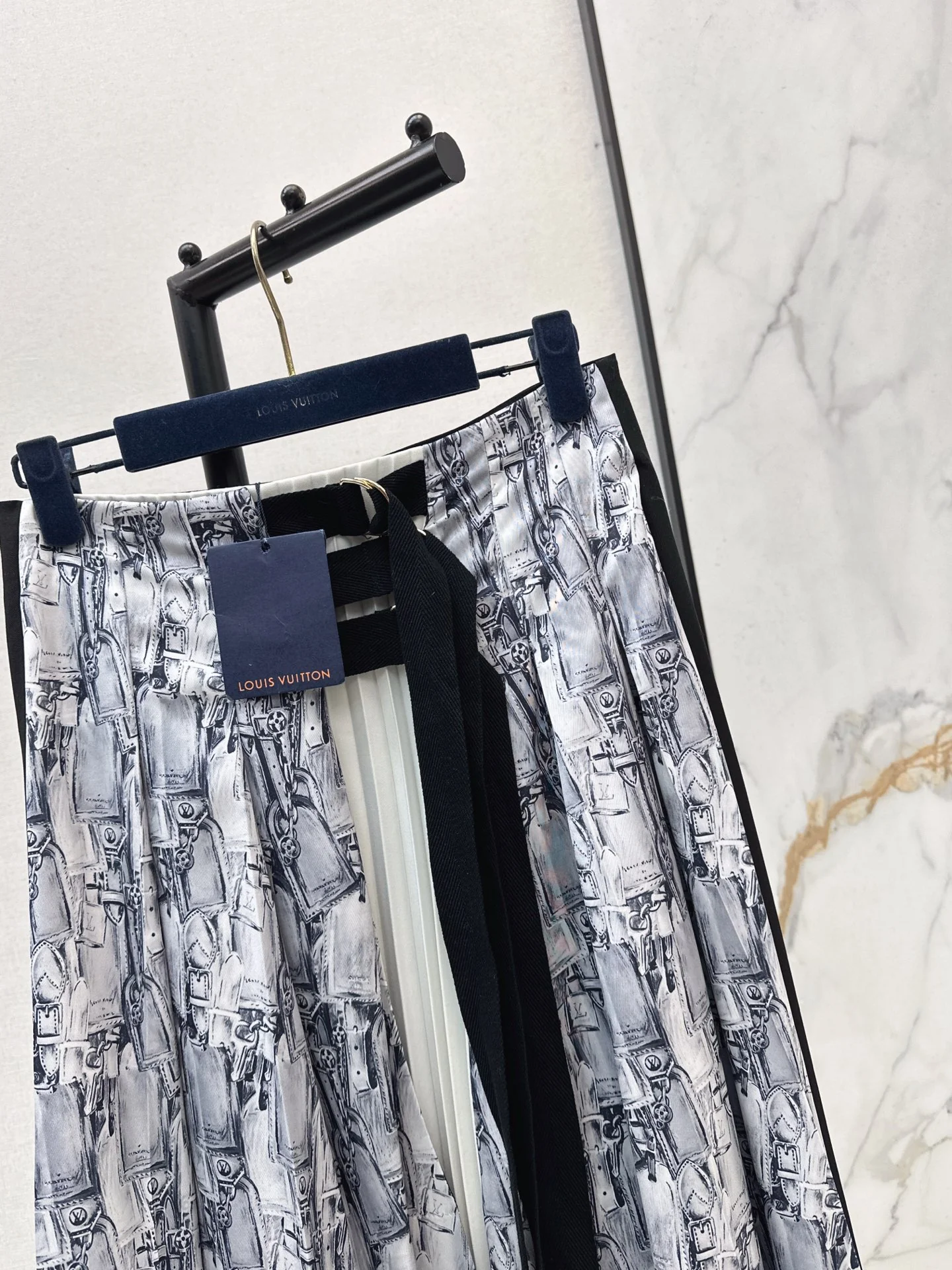 Louis 26ss print pleated skirts