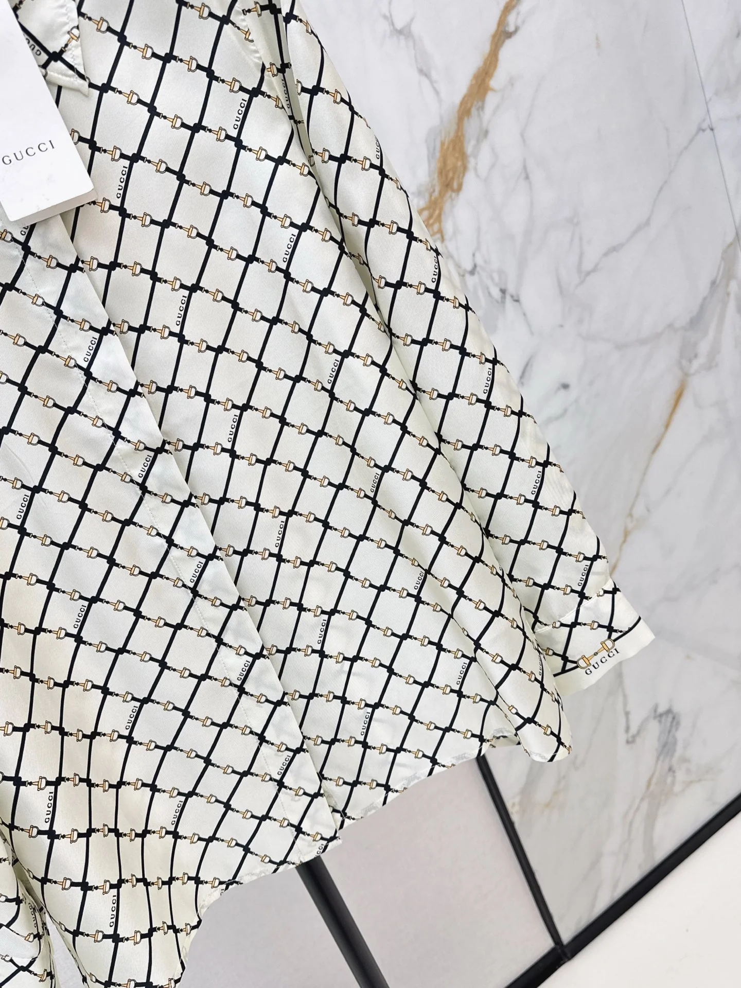 Gucc 26ss check silk shirt