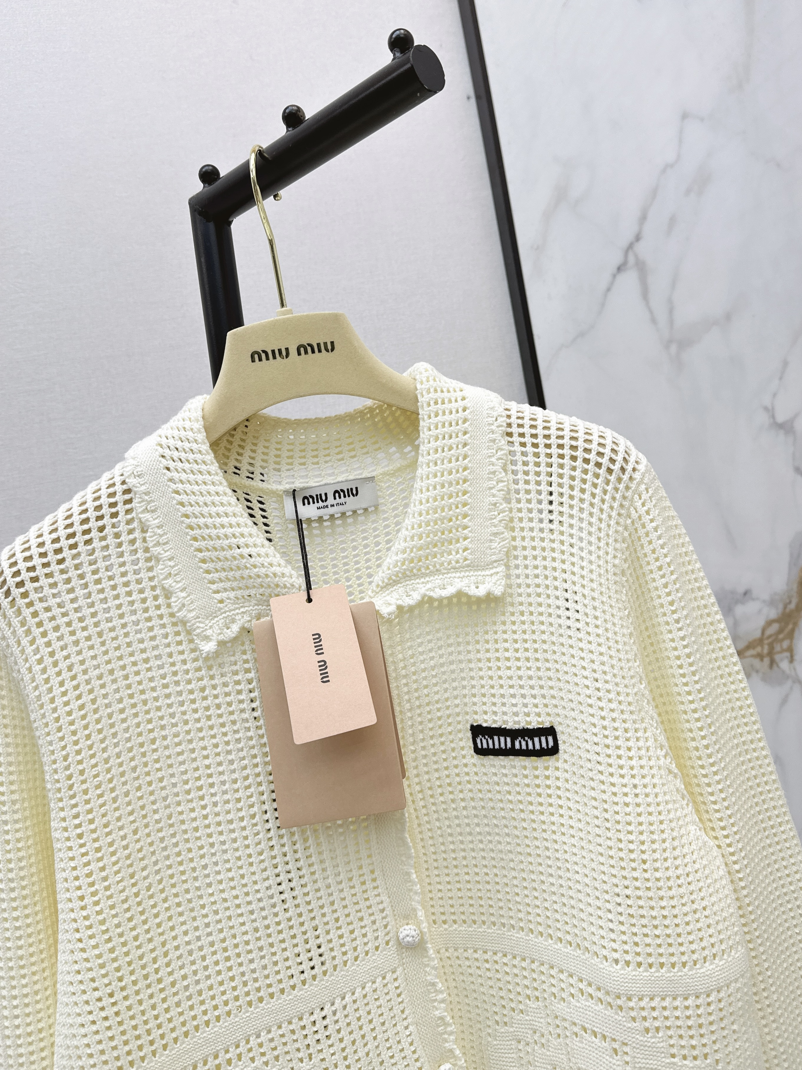 Miu 26ss hollow knit cardigan