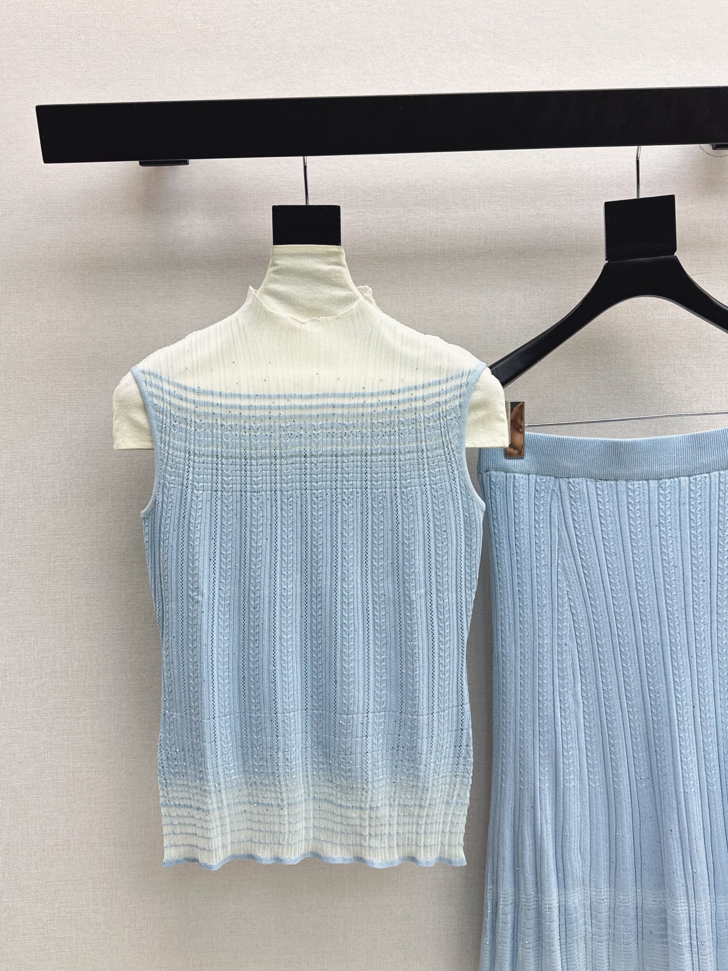 Chan 26ss sleeveless knit vest skirt set