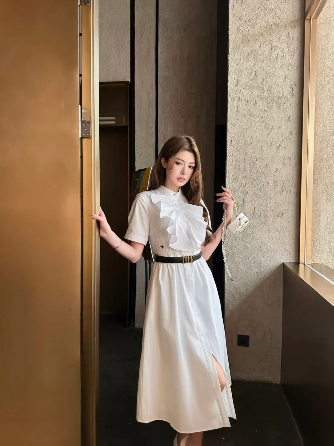 CD 26ss ruffle dress with belted