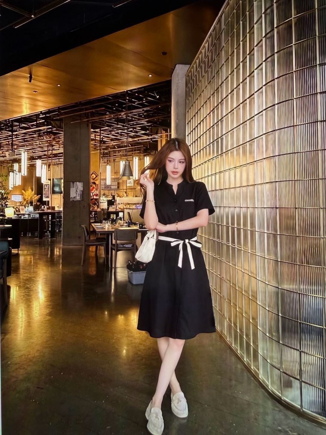 Chan 26ss belted shirt dress