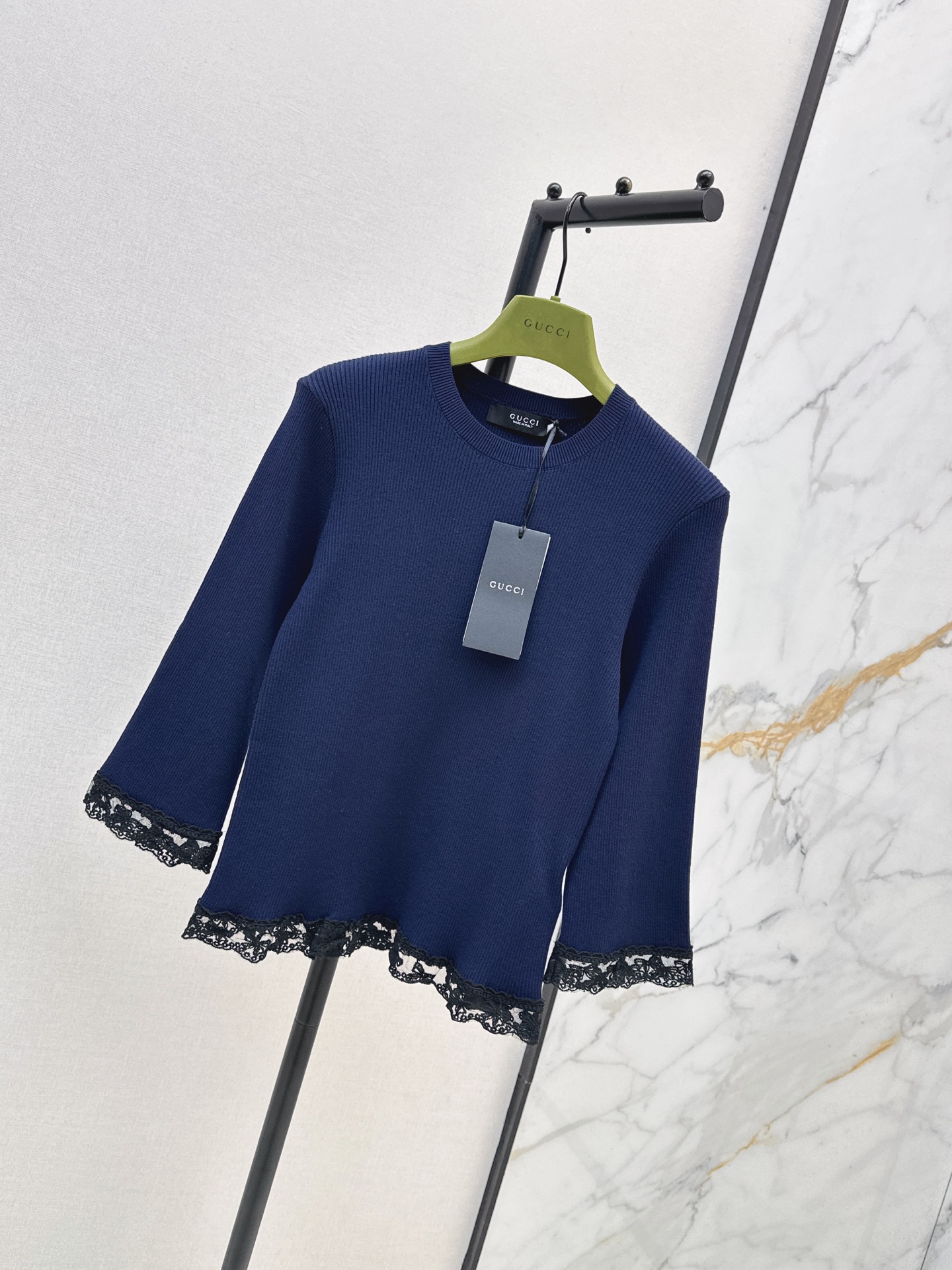 Guc 26ss lace contact knit top