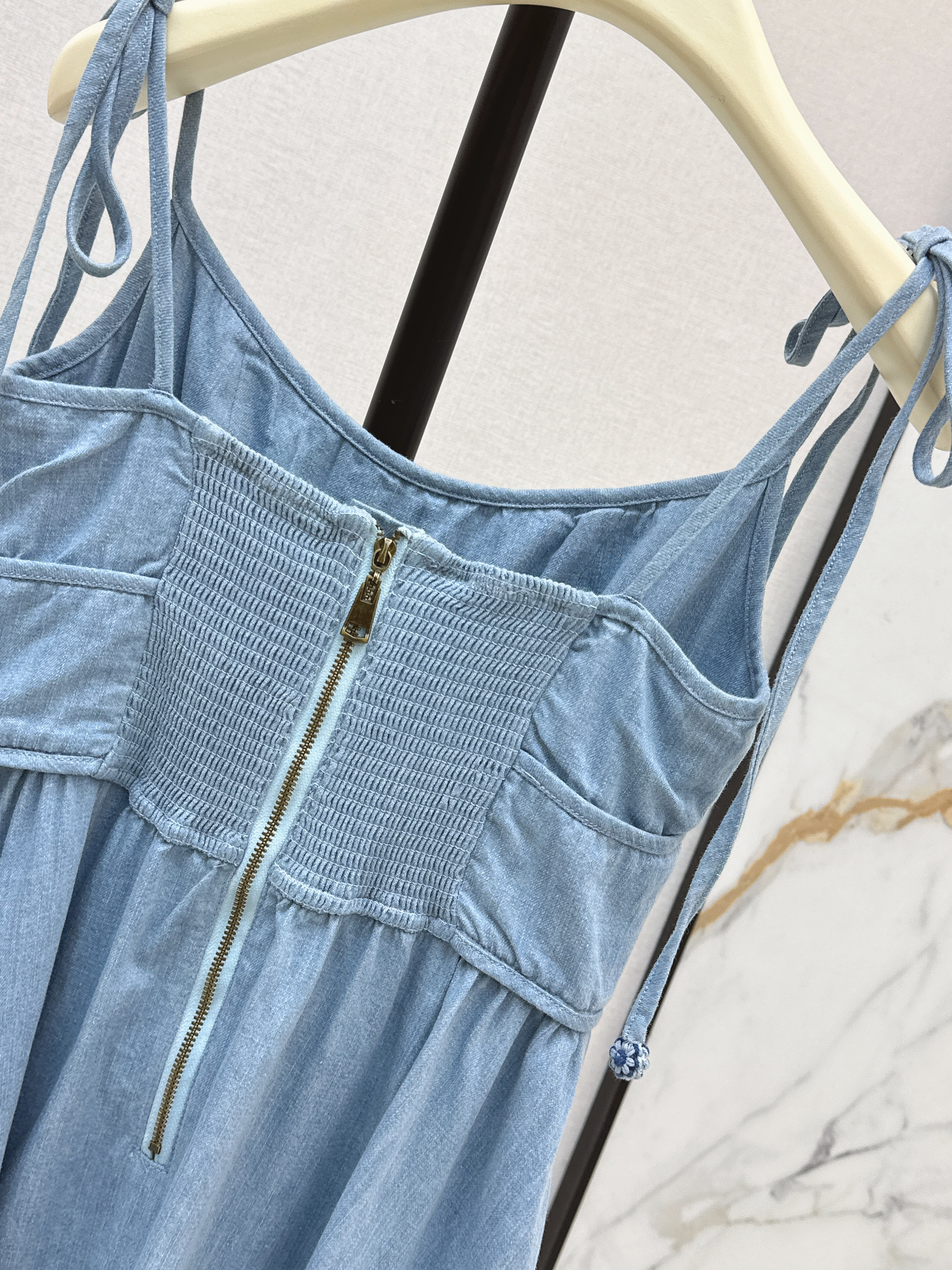 Zimm 26SS Tie-Strap Embroidered Midi Dress