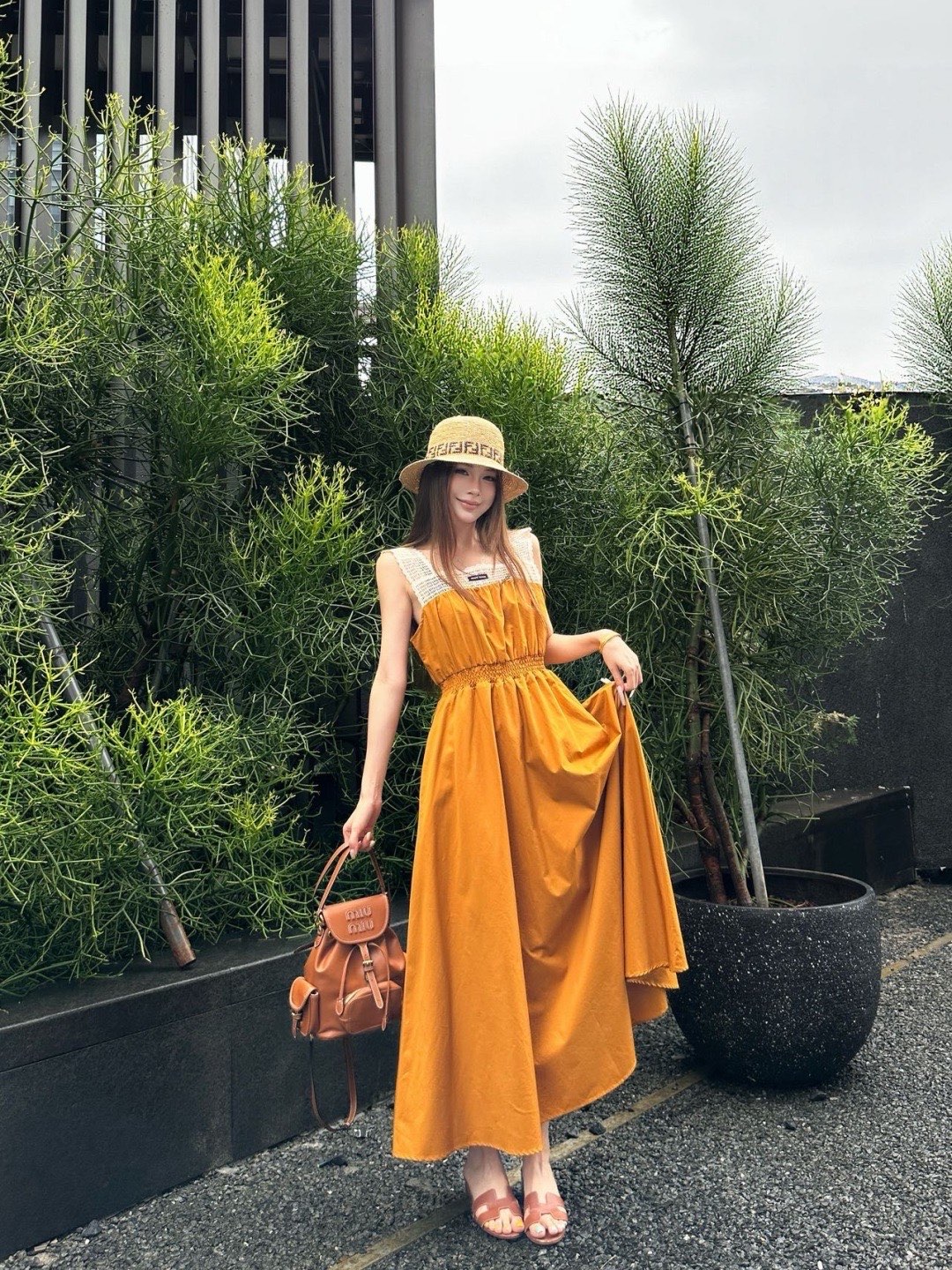 Miu 26ss lace trim slip dress