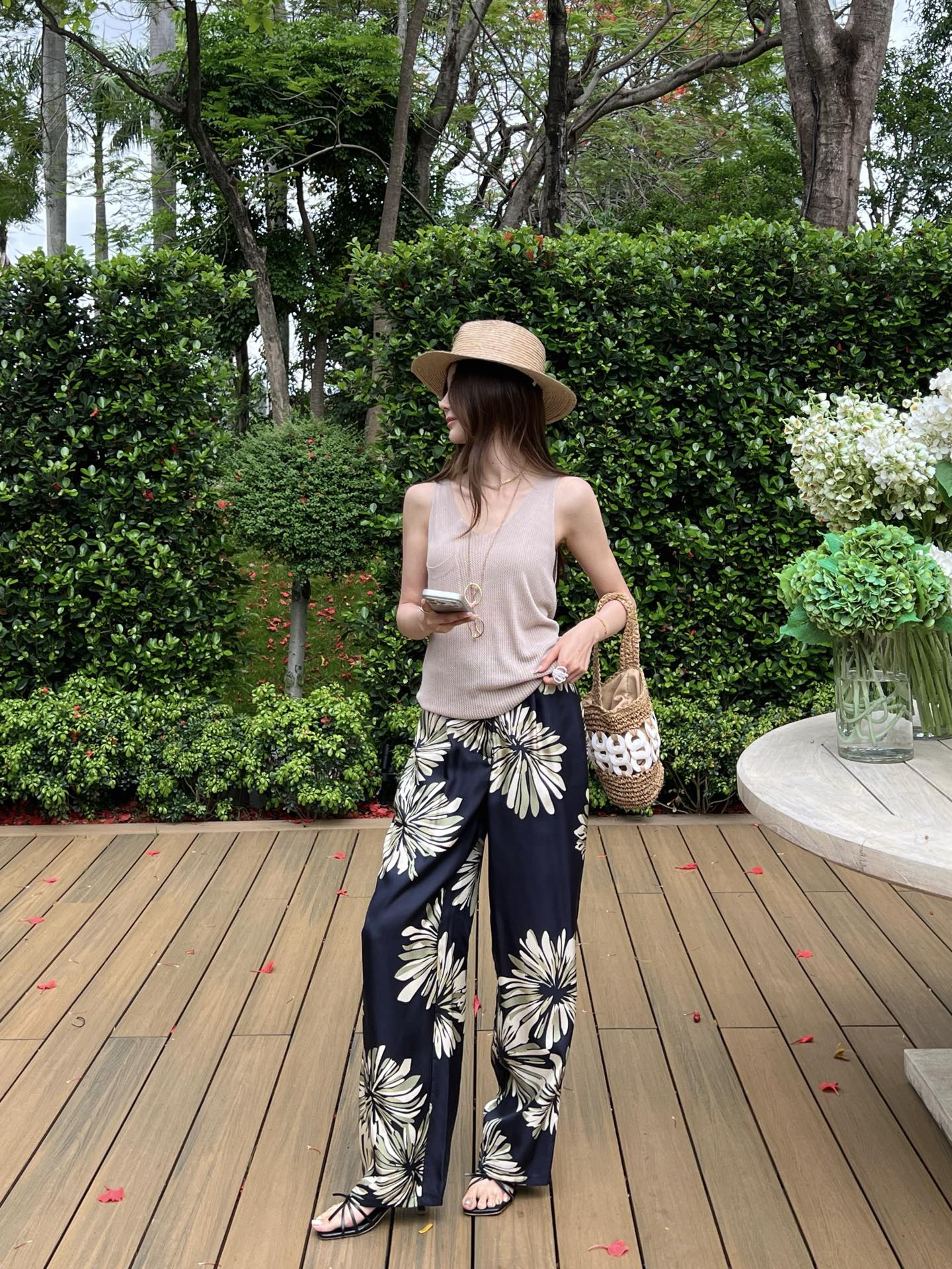 Brun 26ss print silk pants