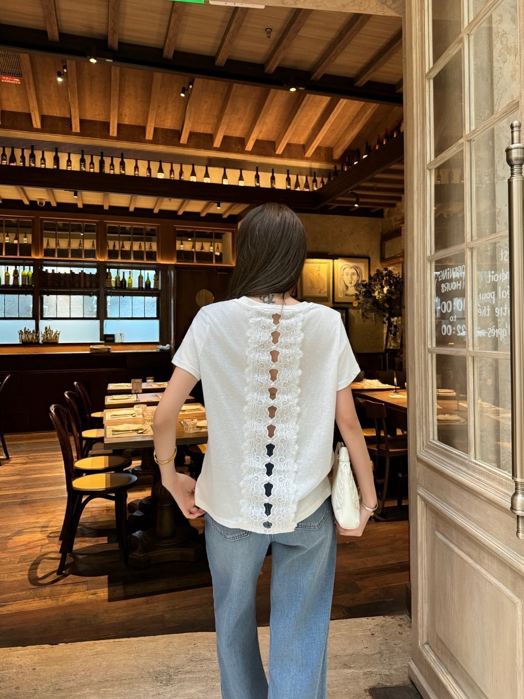 Chan 26ss lace hollow t-shirt