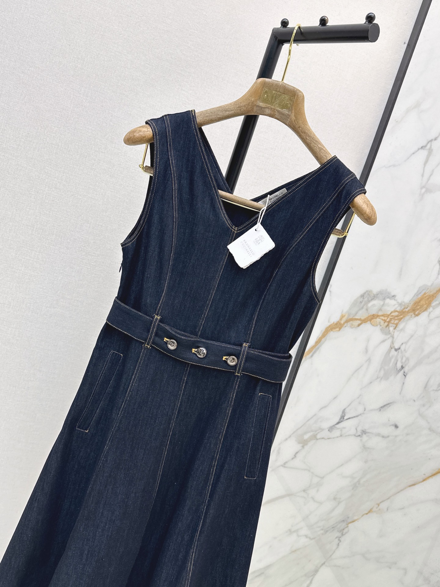 Brun 26ss sleeveless denim dress